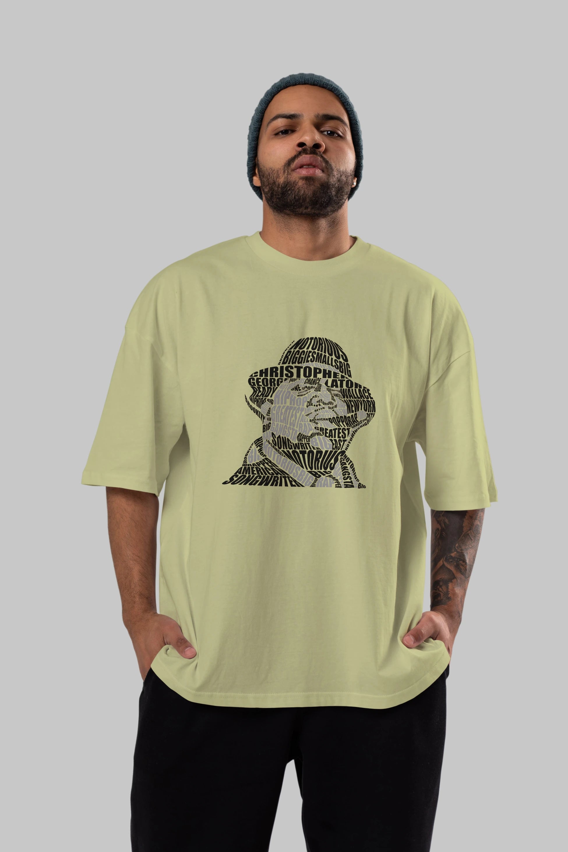 Notorious Big Calligram Ön Baskılı Oversize t-shirt %100 pamuk Erkek Kadın Unisex