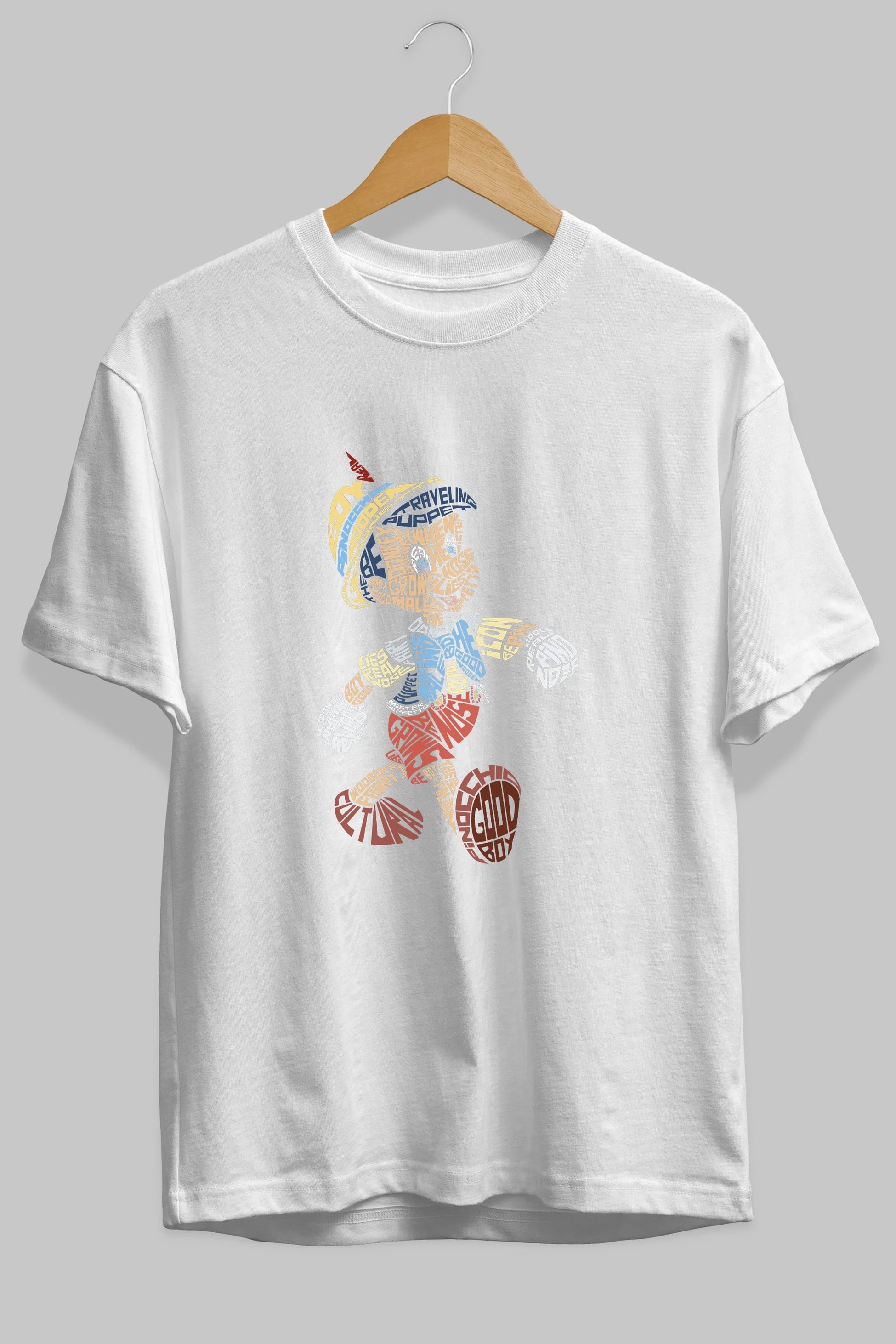 Pinokio Ön Baskılı Oversize t-shirt %100 pamuk Erkek Kadın Unisex