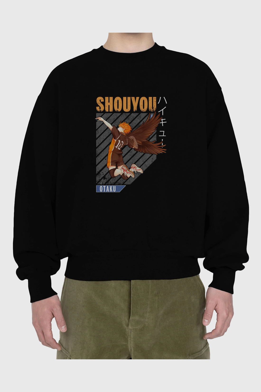 Shouyou Hinata 10 Anime Ön Baskılı Oversize Sweatshirt Erkek Kadın Unisex