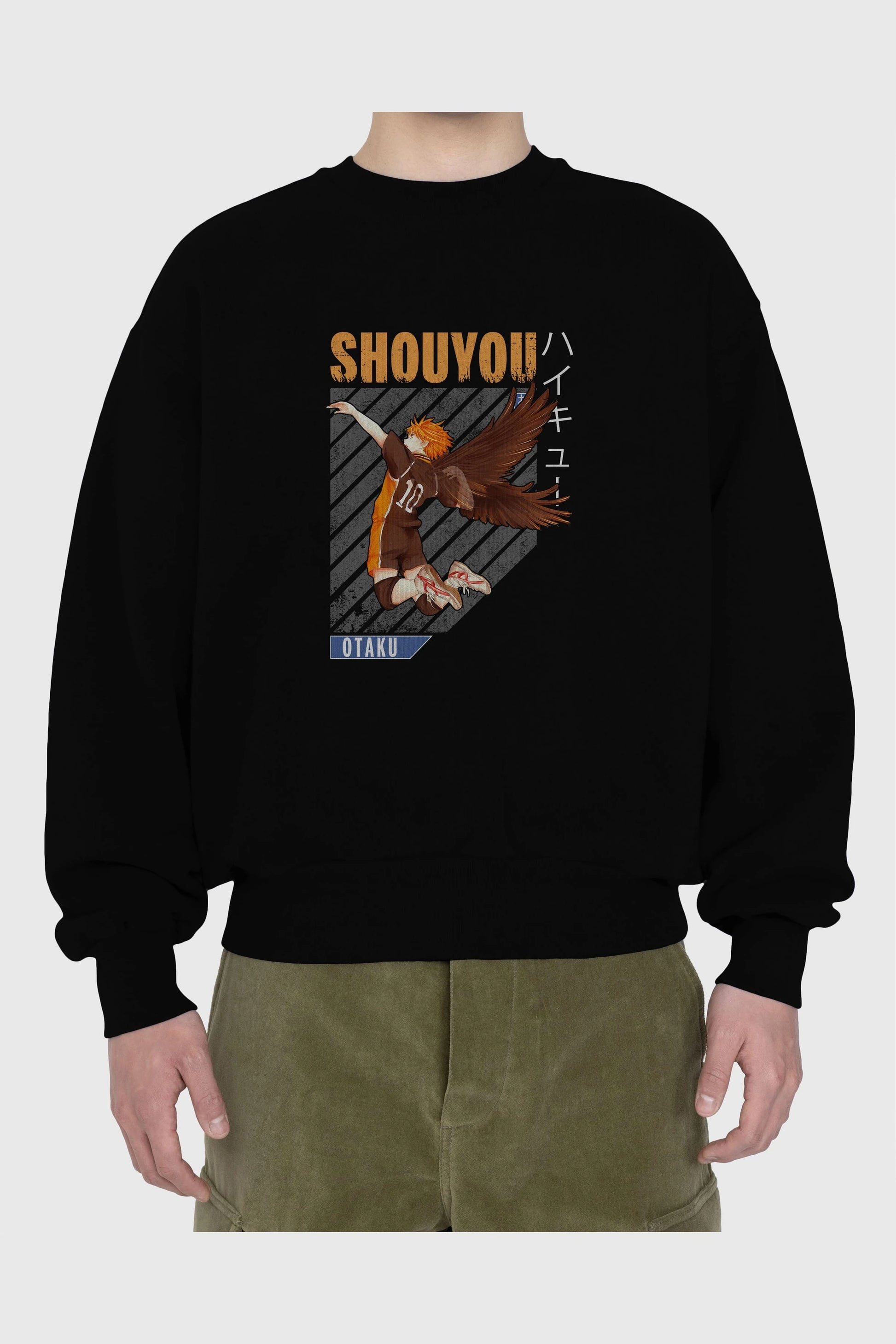Shouyou Hinata 10 Anime Ön Baskılı Oversize Sweatshirt Erkek Kadın Unisex