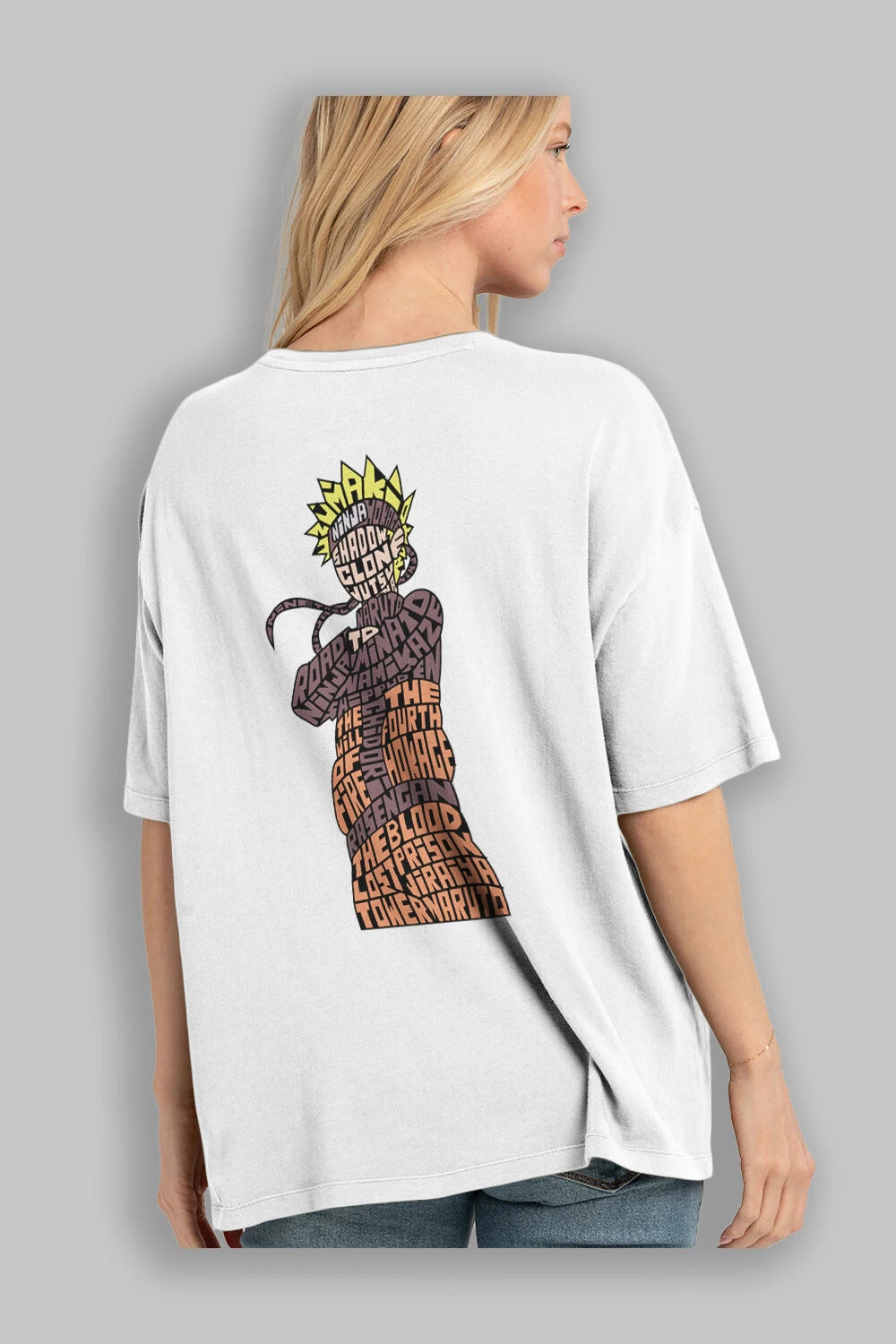 Rasengan Arka Baskılı Oversize t-shirt %100 pamuk Erkek Kadın Unisex