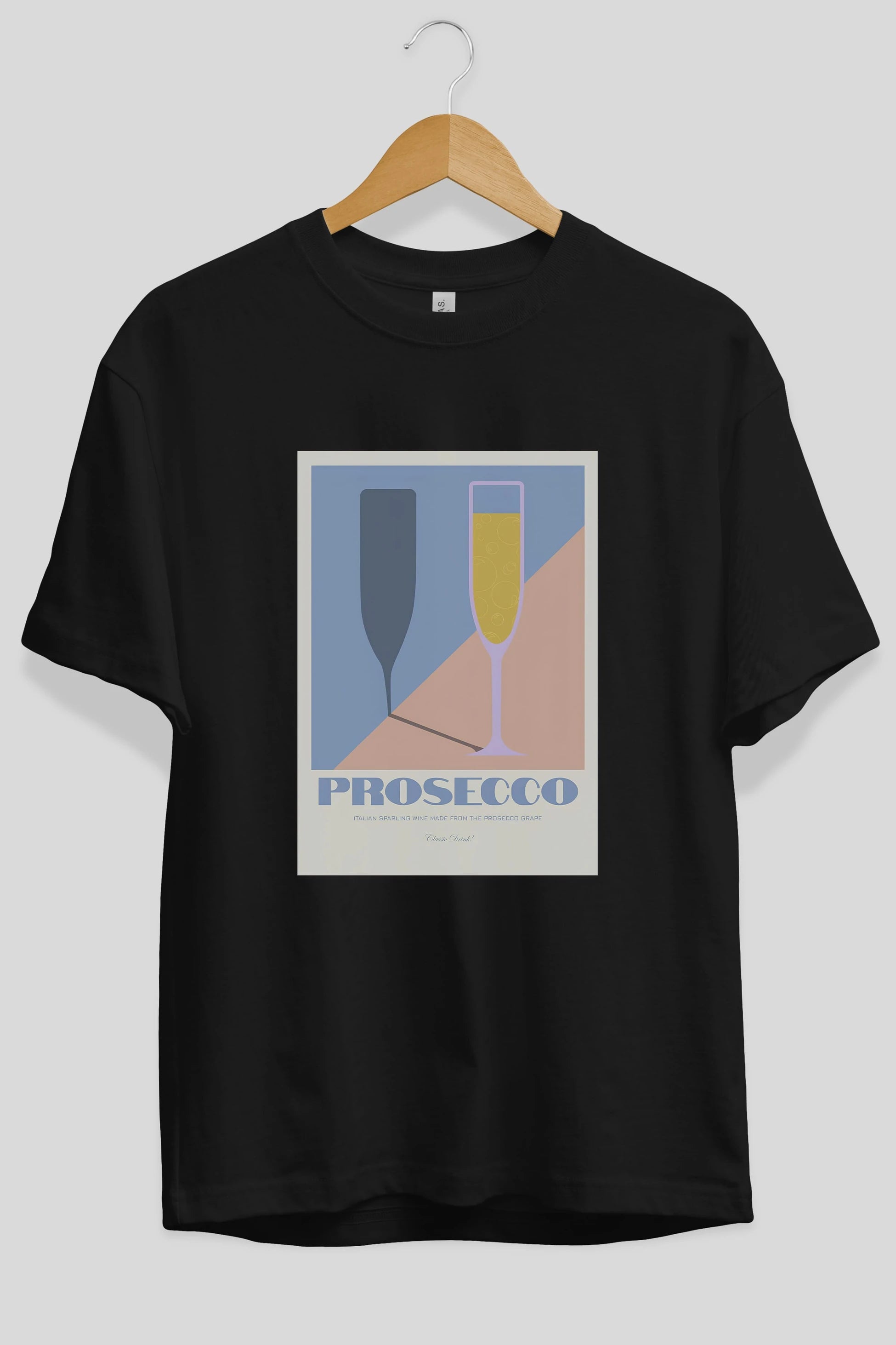 Prosecco Ön Baskılı Oversize t-shirt Erkek Kadın Unisex %100 Pamuk Bisiklet Yaka tişort