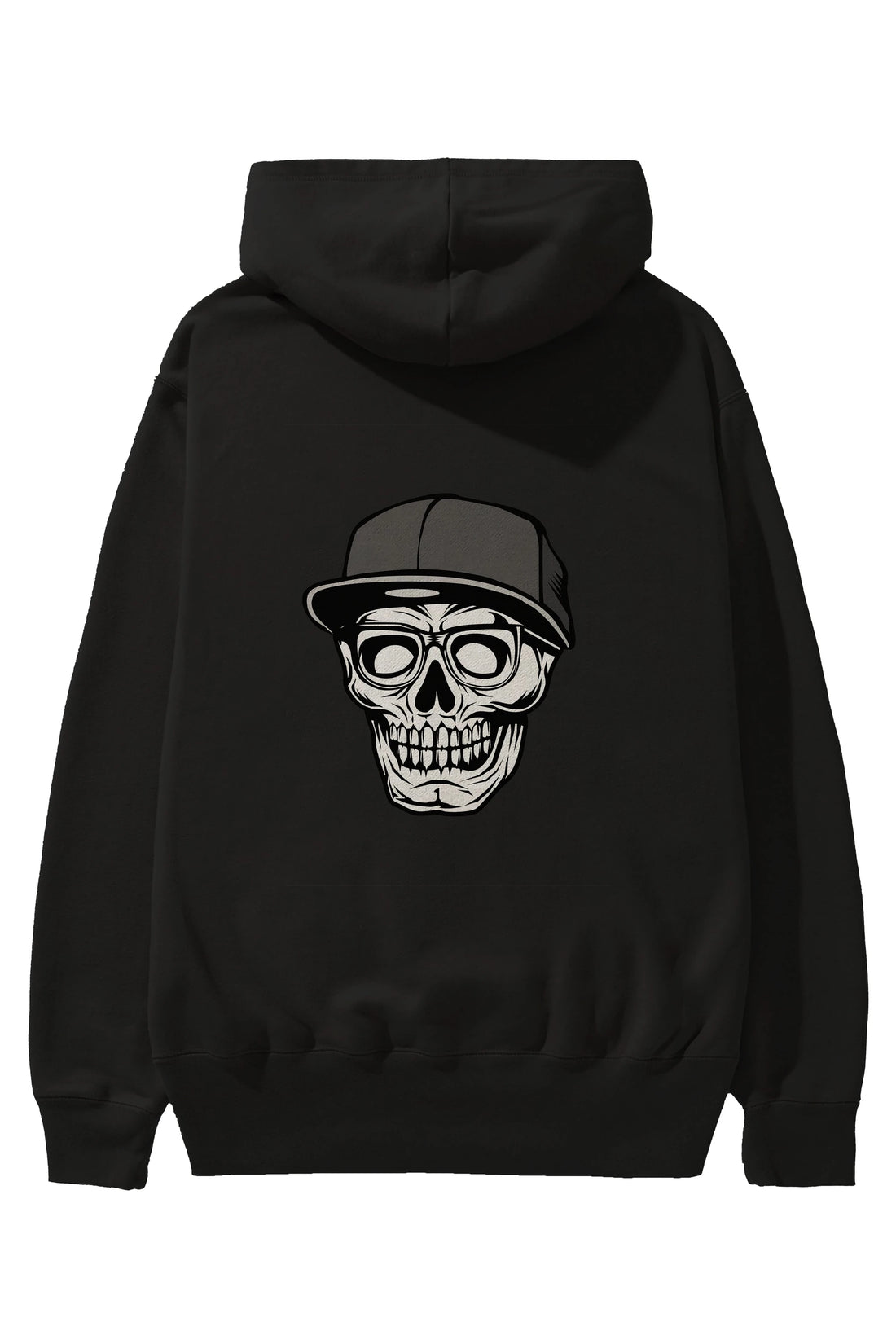 Skull With Hat Arka Baskılı Hoodie Oversize Kapüşonlu Sweatshirt Erkek Kadın Unisex