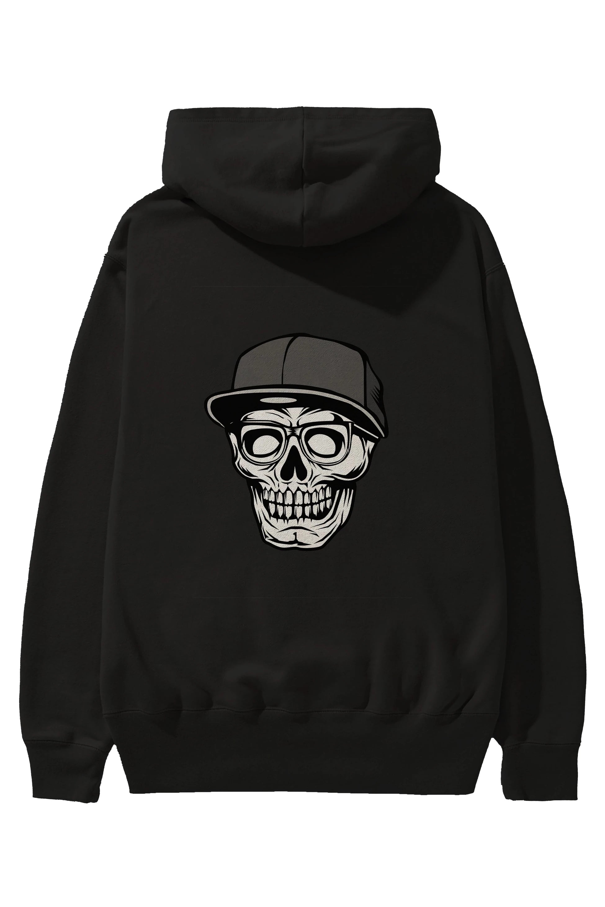 Skull With Hat Arka Baskılı Hoodie Oversize Kapüşonlu Sweatshirt Erkek Kadın Unisex