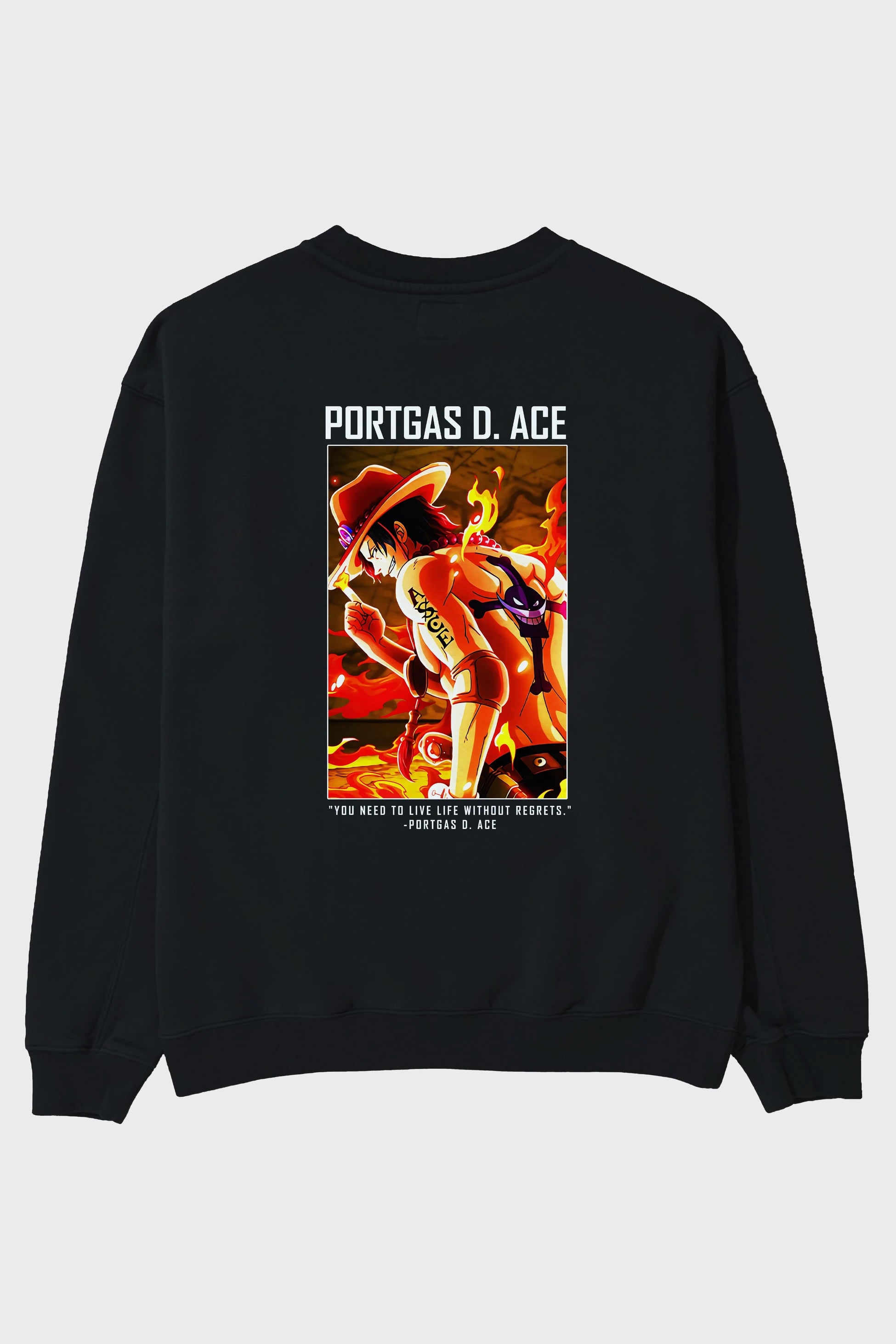 Portgas D. Ace Arka Baskılı Anime Oversize Sweatshirt Erkek Kadın Unisex