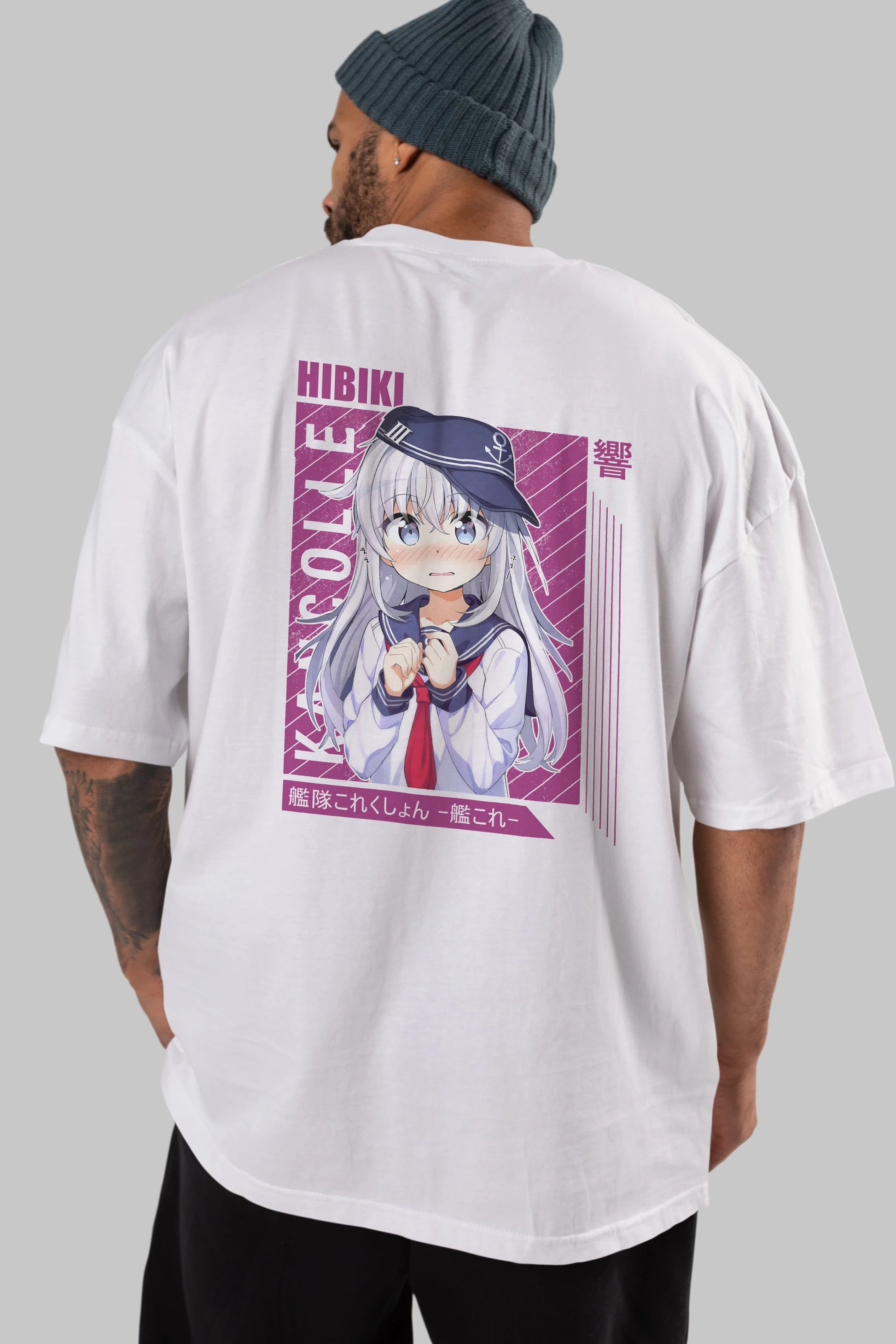 Hibiki 4 Anime Arka Baskılı Oversize t-shirt Erkek Kadın Unisex