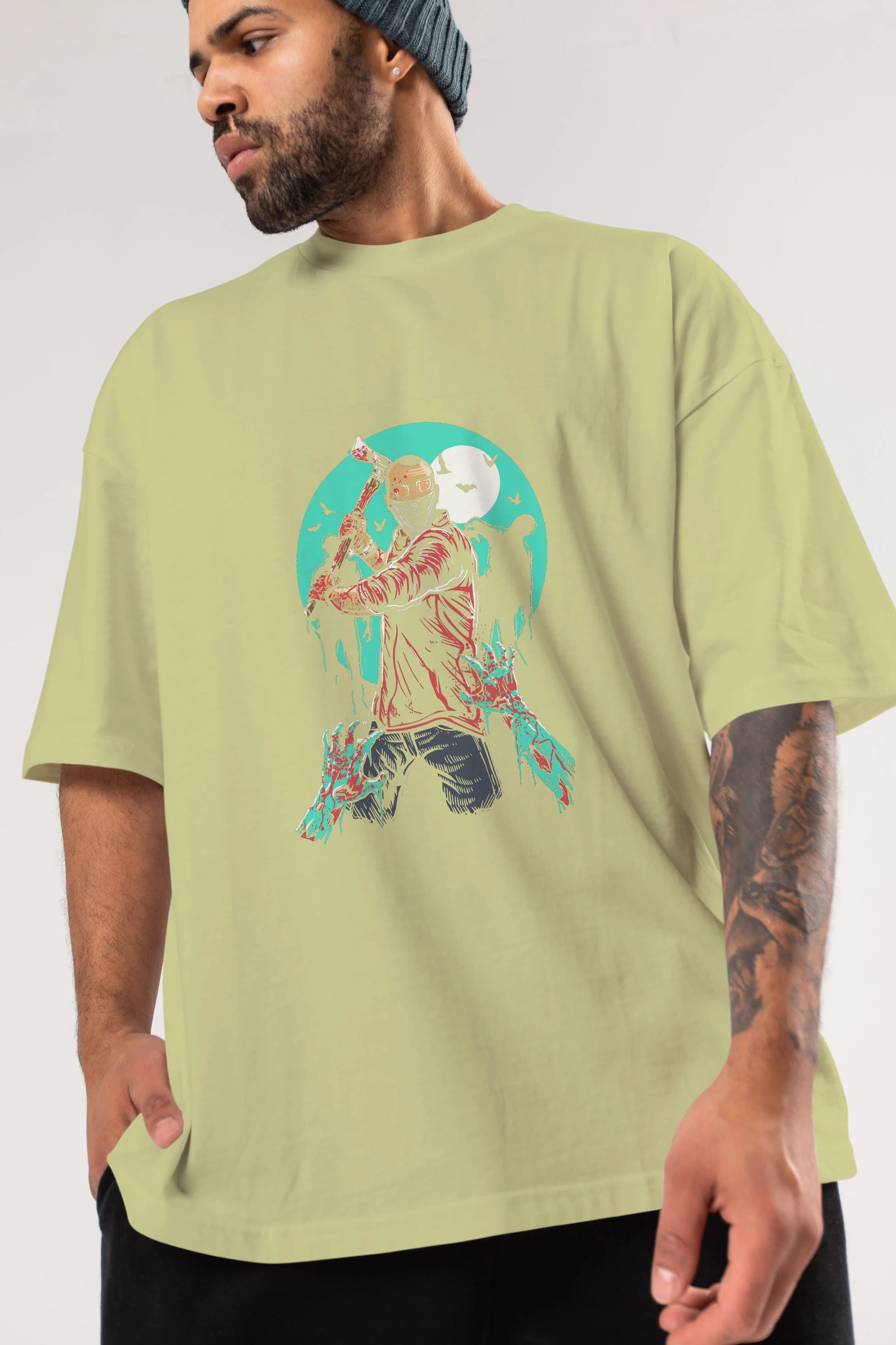 Zombie Killer Ön Baskılı Oversize t-shirt Erkek Kadın Unisex %100 Pamuk tişort