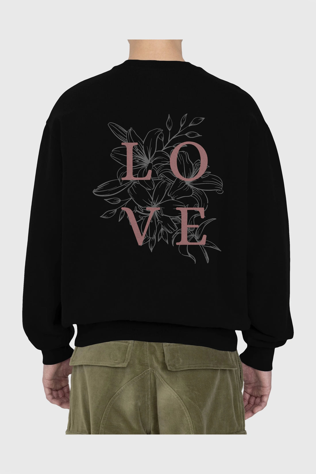 Love Yazılı Arka Baskılı Oversize Sweatshirt Erkek Kadın Unisex