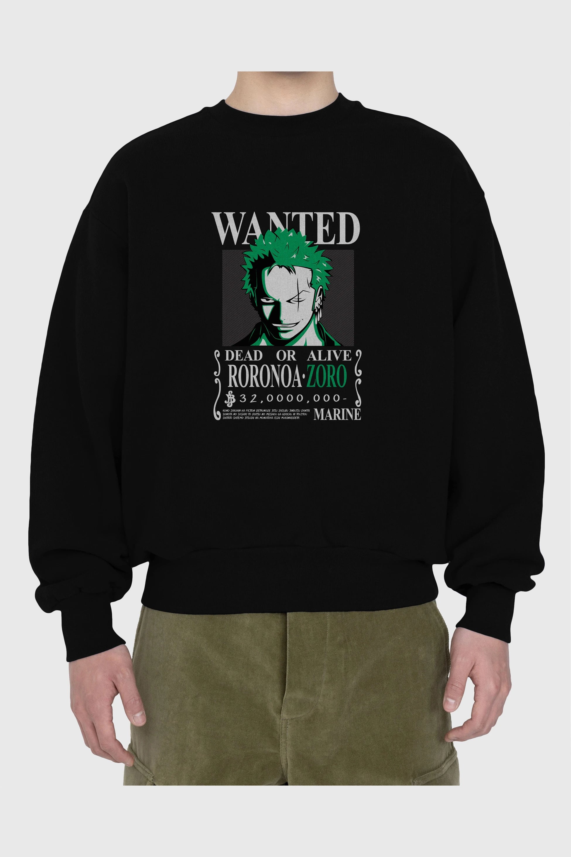 Roronoa Zoro Ön Baskılı Anime Oversize Sweatshirt Erkek Kadın Unisex