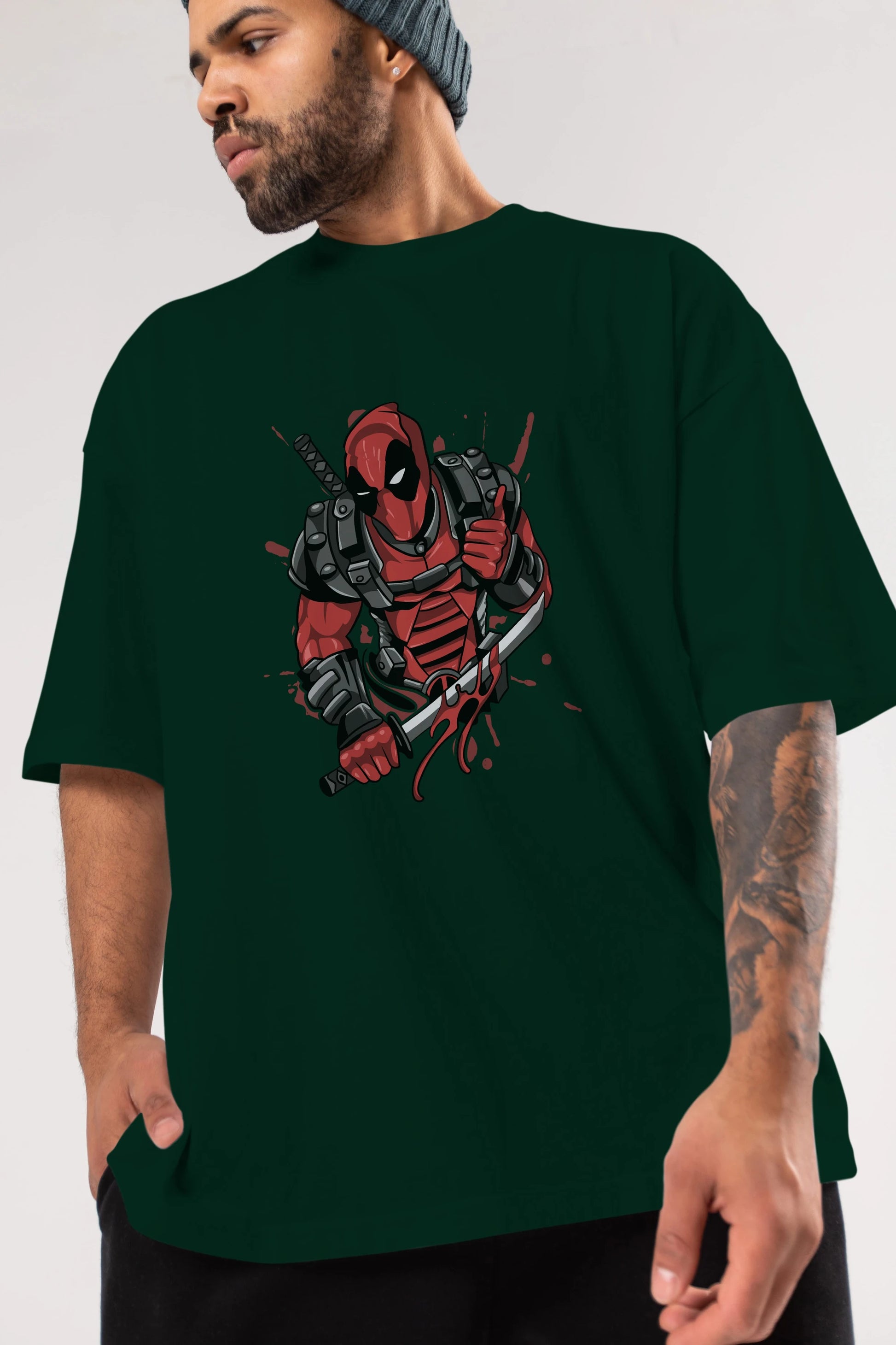 Deadpool (12) Ön Baskılı Oversize t-shirt Erkek Kadın Unisex %100 Pamuk Bisiklet Yaka tişort