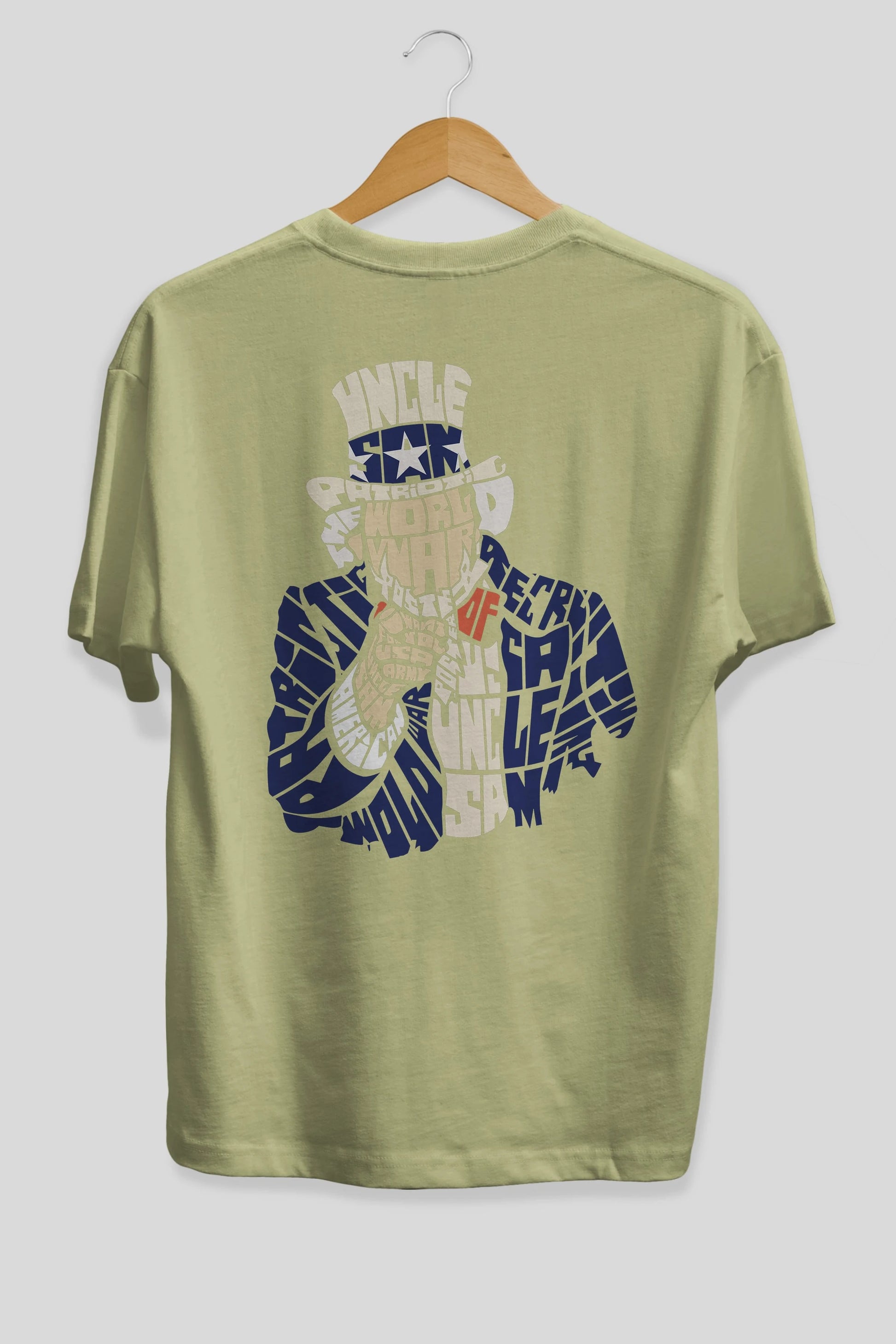 Uncle Sam Arka Baskılı Oversize t-shirt %100 pamuk Erkek Kadın Unisex