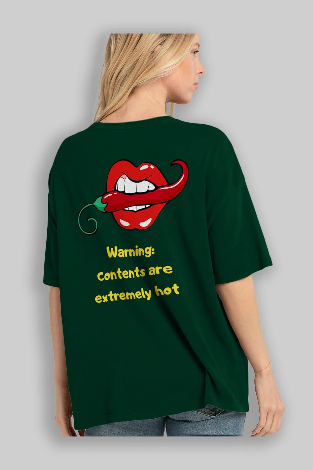 Warning Contents Yazılı Arka Baskılı Oversize t-shirt Erkek Kadın Unisex