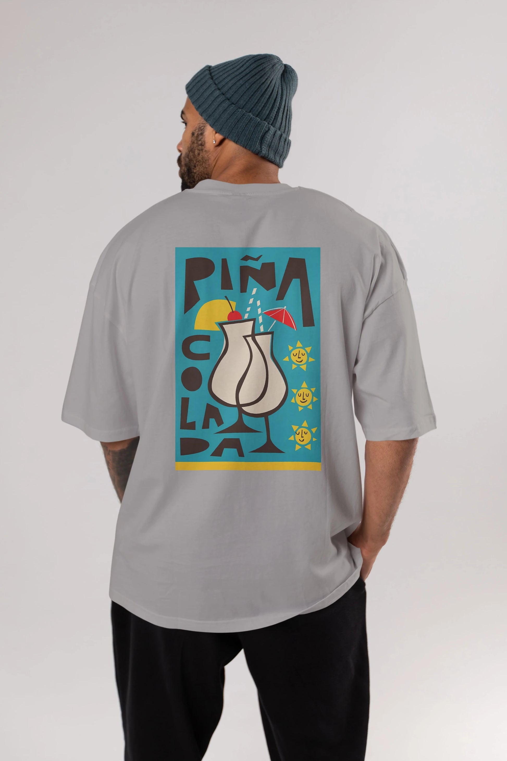 Pina Colada 4 Arka Baskılı Oversize t-shirt Erkek Kadın Unisex %100 Pamuk Bisiklet Yaka tişort