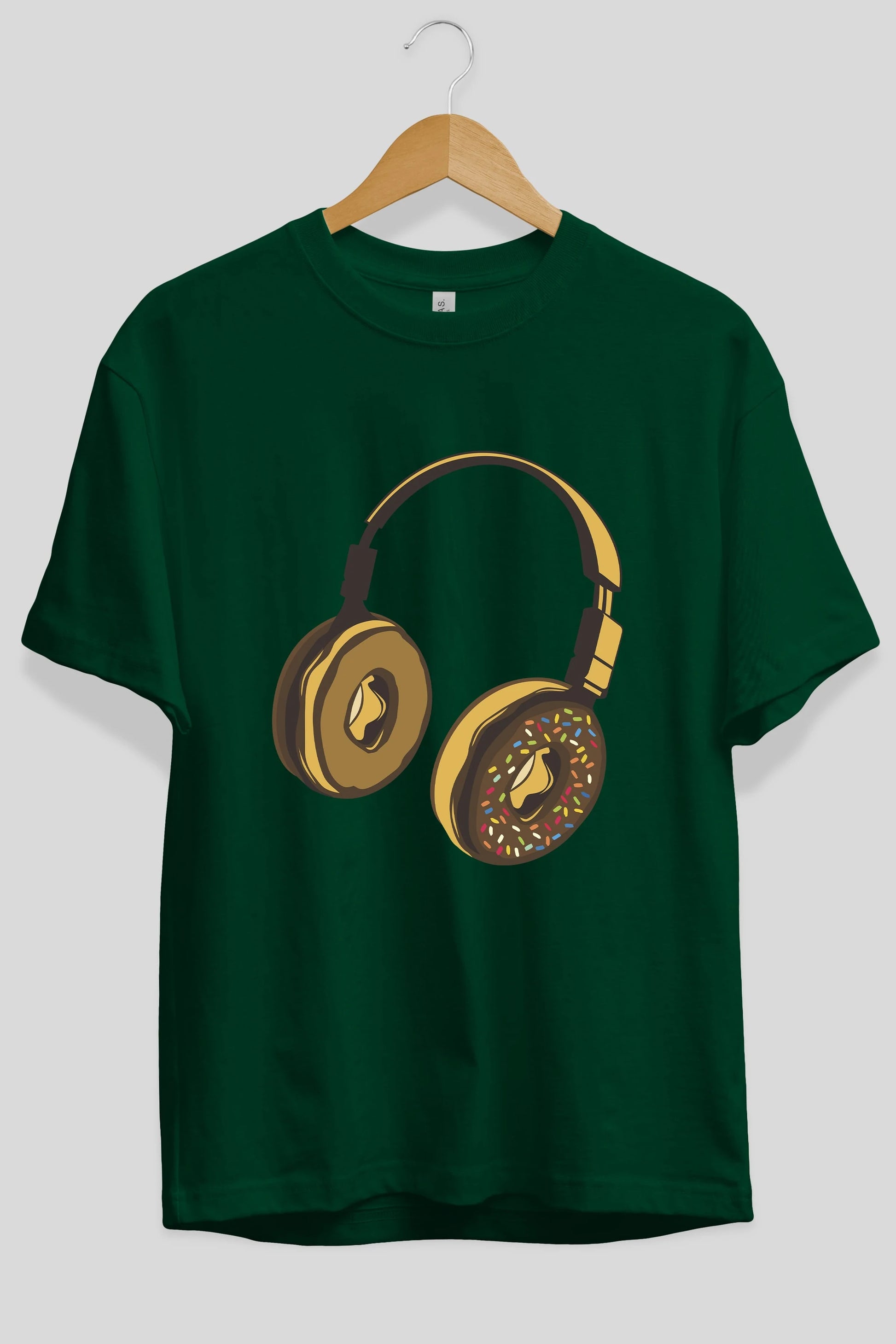 Headphone Donut Ön Baskılı Oversize t-shirt %100 pamuk Erkek Kadın Unisex