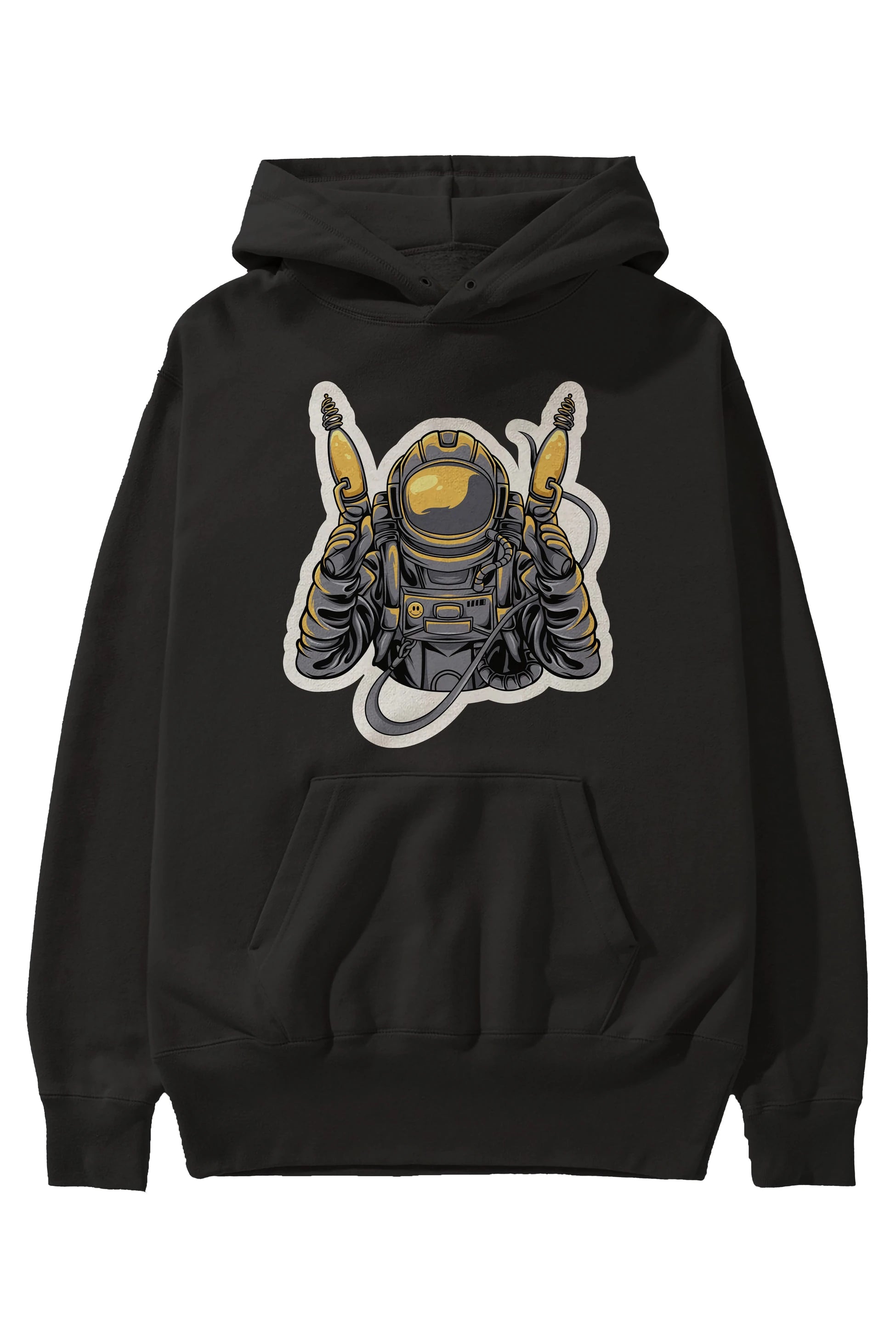 Alien Hunter Sticker Ön Baskılı Hoodie Oversize Kapüşonlu Sweatshirt Erkek Kadın Unisex