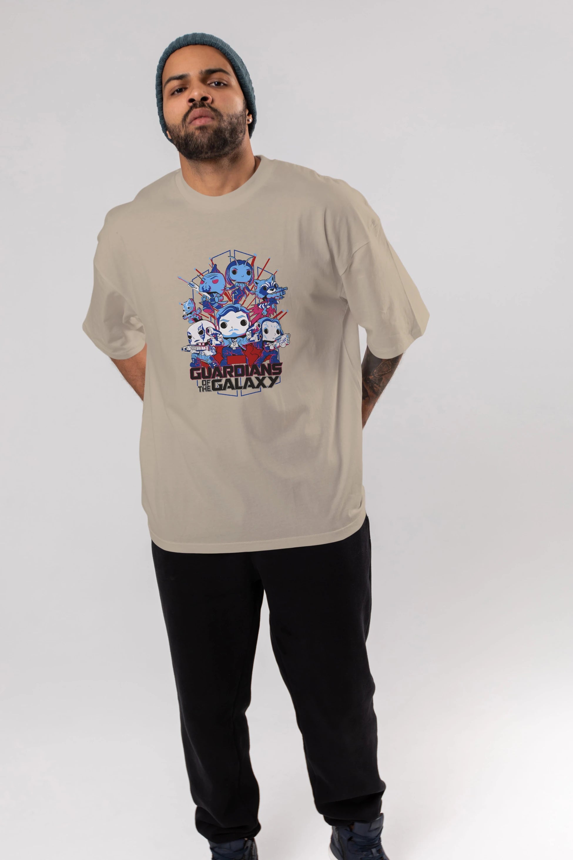 Guardians of the Galaxy Ön Baskılı Oversize t-shirt Erkek Kadın Unisex %100 Pamuk Bisiklet Yaka tişort