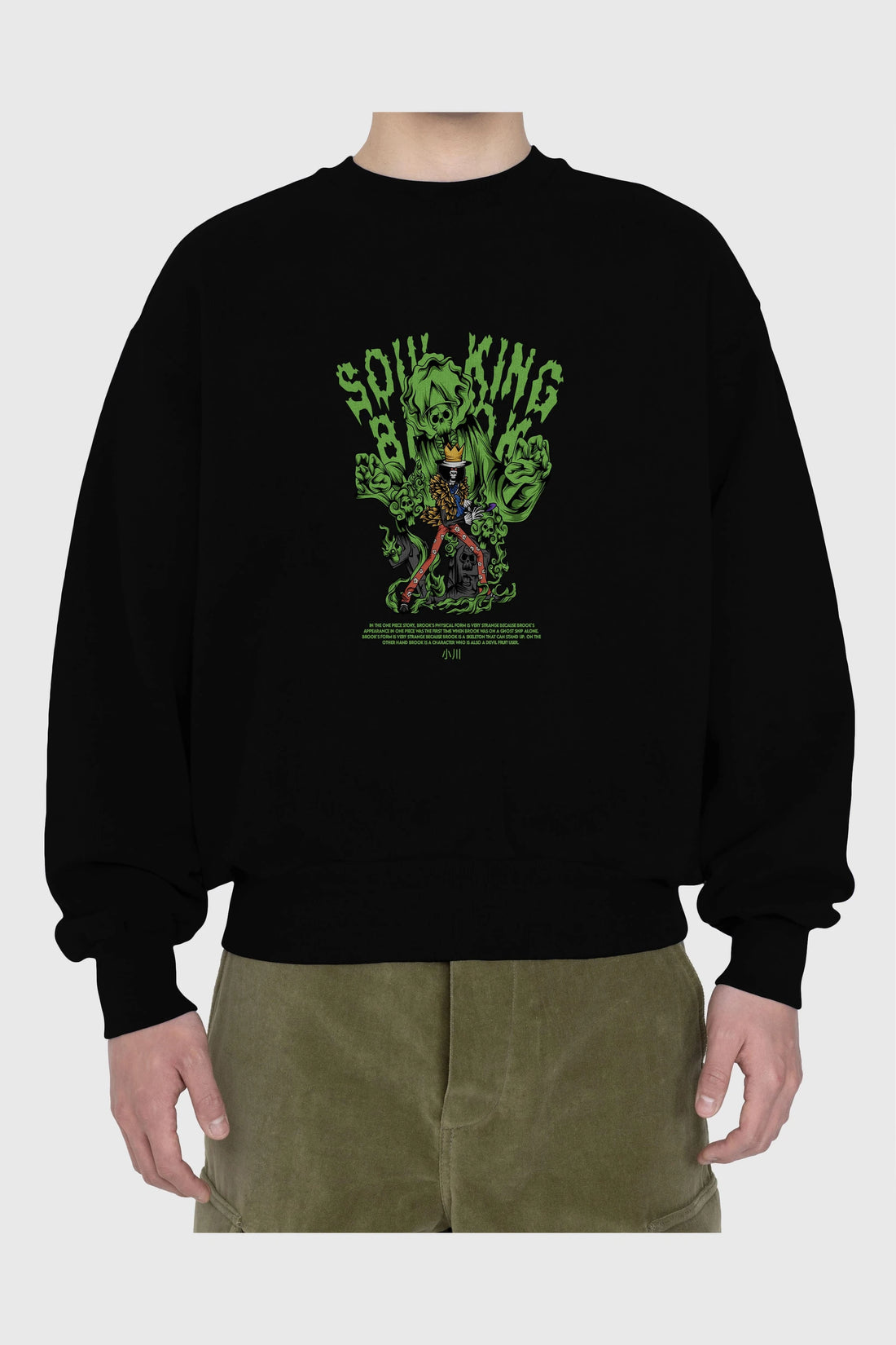 Soul King Brook Anime Ön Baskılı Oversize Sweatshirt Erkek Kadın Unisex