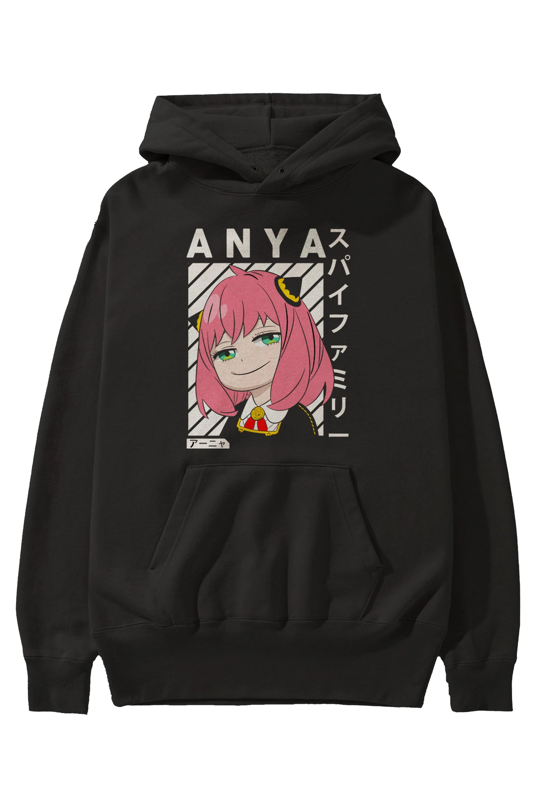 Anya SPYX FAMILY Anime Ön Baskılı Hoodie Oversize Kapüşonlu Sweatshirt Erkek Kadın Unisex