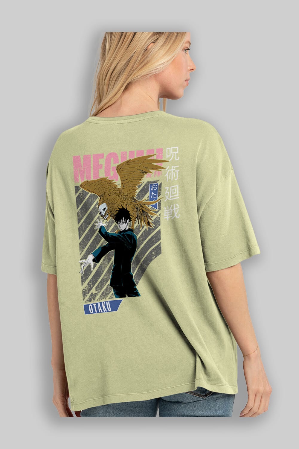 Megumi Fushiguro 2 Anime Arka Baskılı Oversize t-shirt Erkek Kadın Unisex