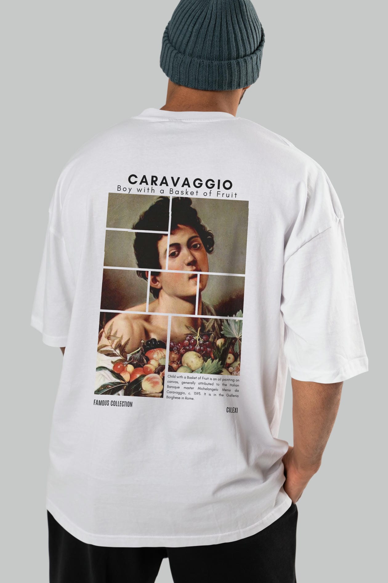 Caravaggio Boy Arka Baskılı Oversize t-shirt Erkek Kadın Bisiklet Yaka Pamuk tişort