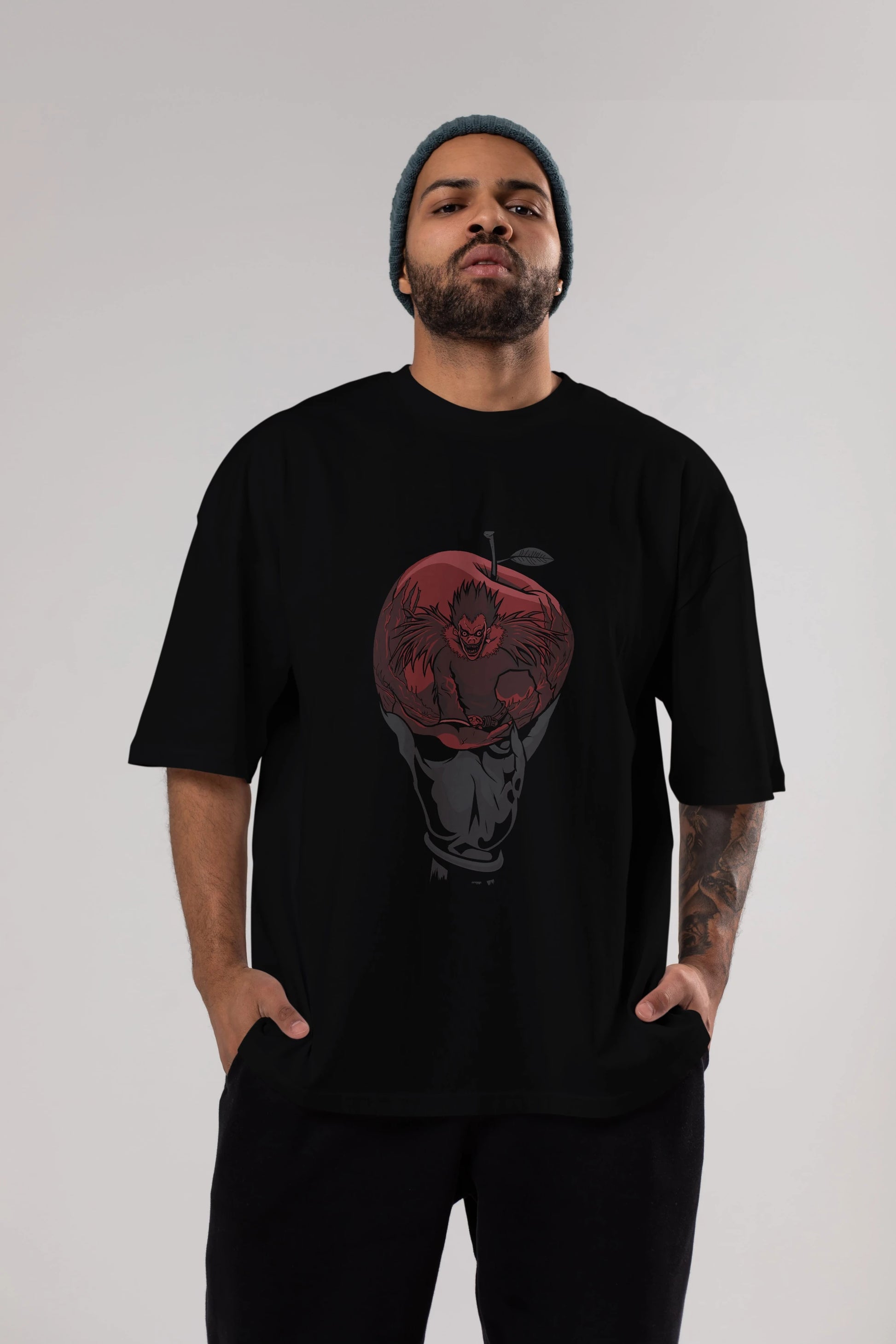 DEATH NOTE -RYUK Anime Ön Baskılı Oversize t-shirt %100 pamuk Erkek Kadın Unisex