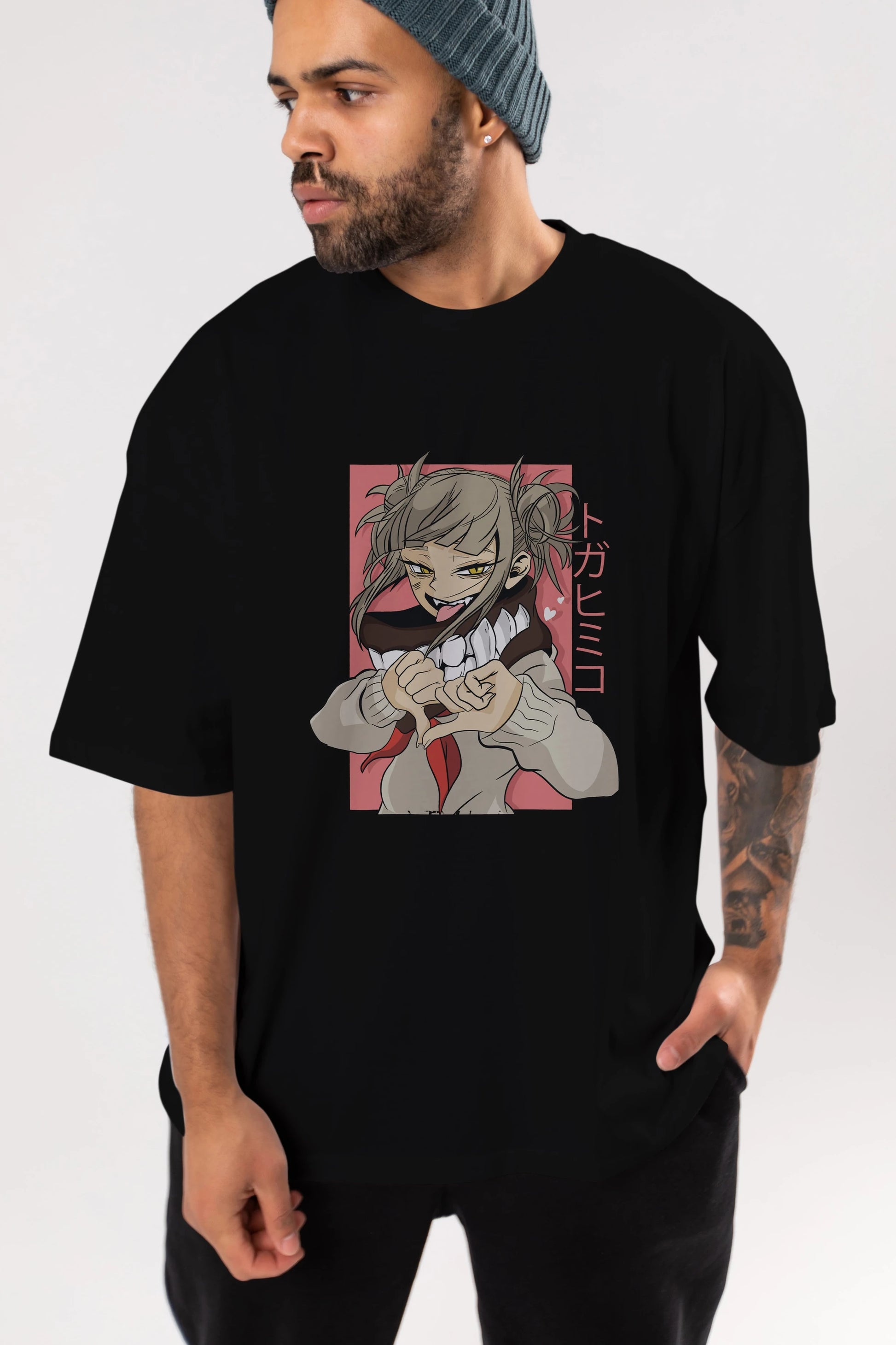 Himiko Toga Anime Ön Baskılı Oversize t-shirt %100 pamuk Erkek Kadın Unisex
