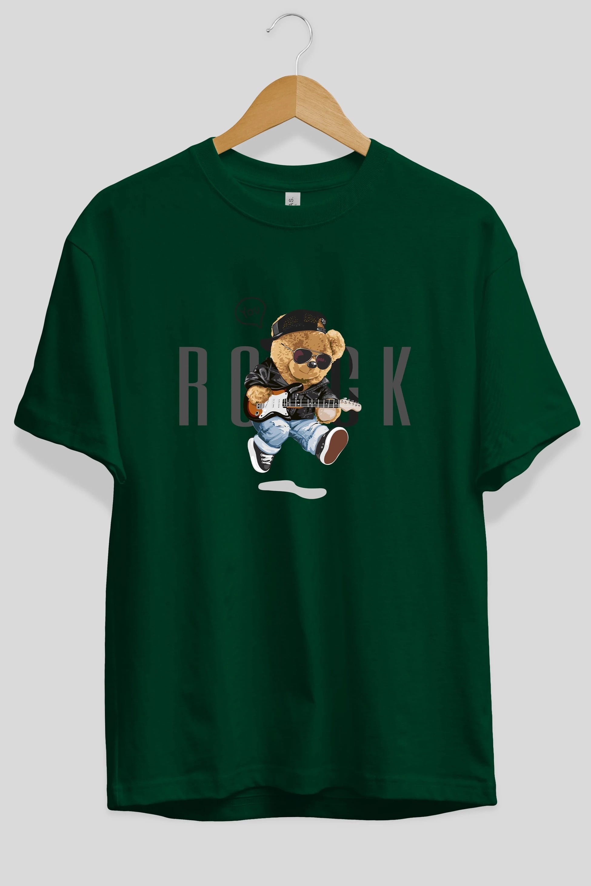 Teddy Bear Rock Ön Baskılı Oversize t-shirt Erkek Kadın Unisex %100 Pamuk