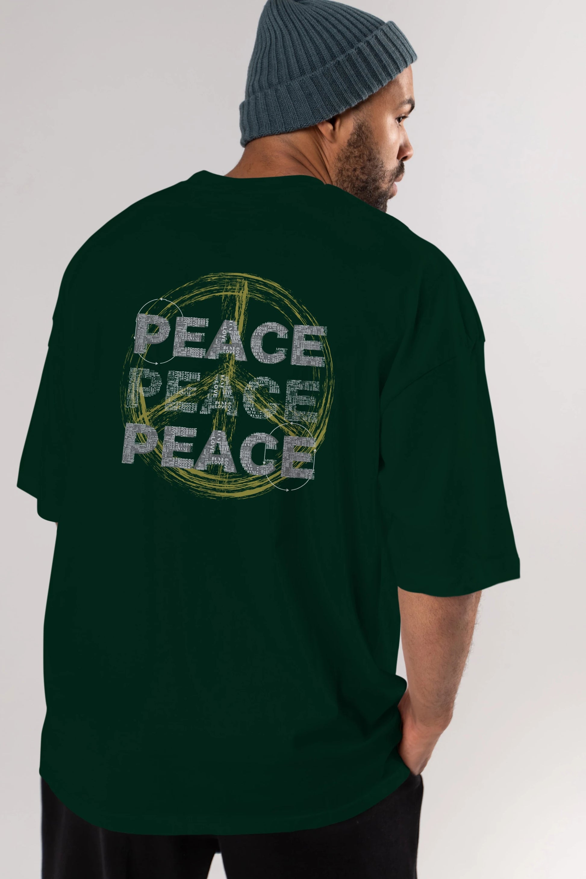 Peace Yazılı Arka Baskılı Oversize t-shirt Erkek Kadın Unisex