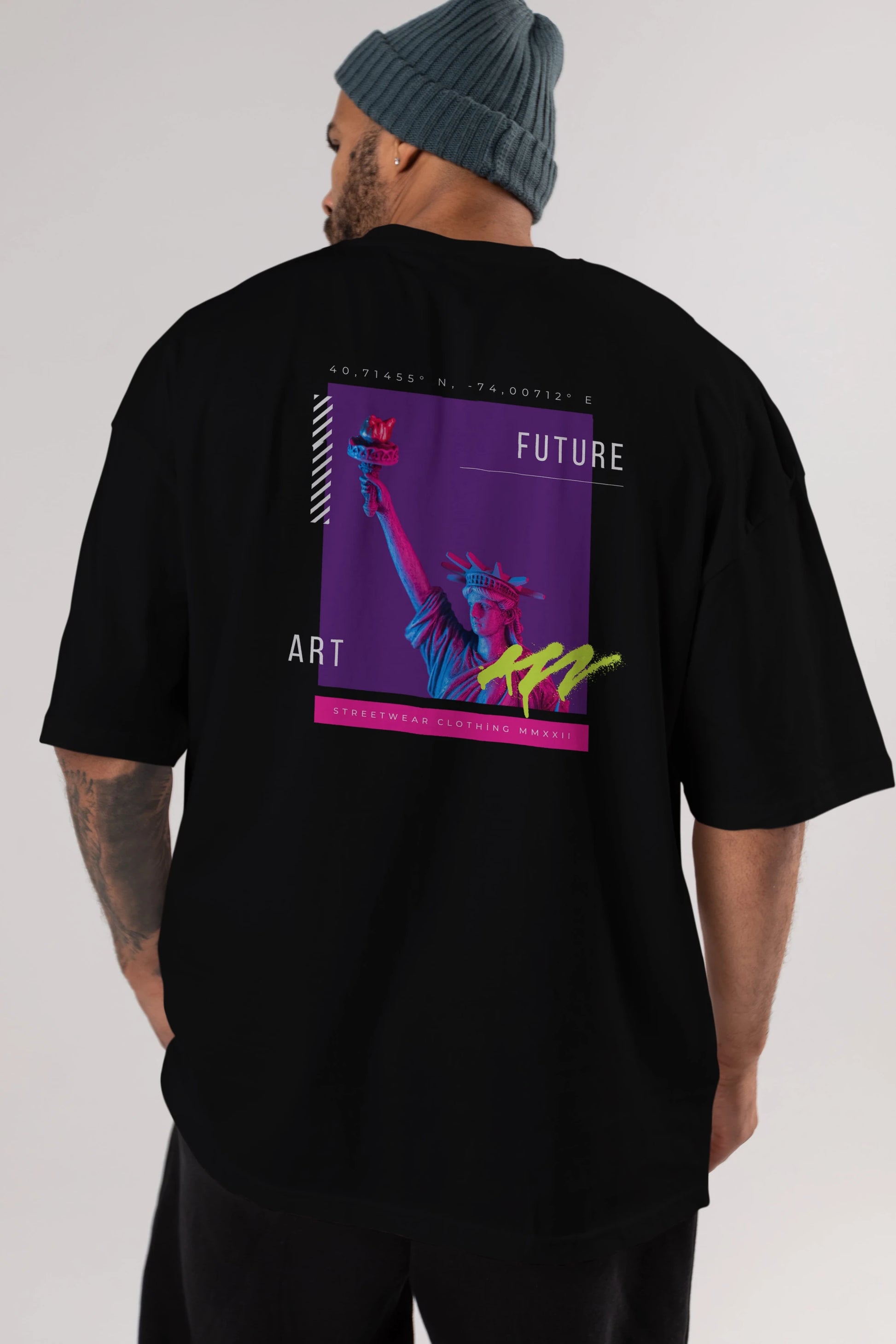 Future Art Arka Baskılı Oversize t-shirt Erkek Kadın Unisex