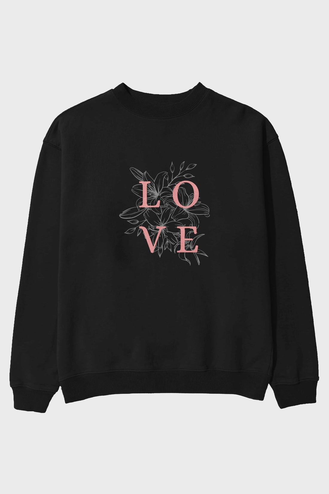 Love Yazılı Ön Baskılı Oversize Sweatshirt Erkek Kadın Unisex