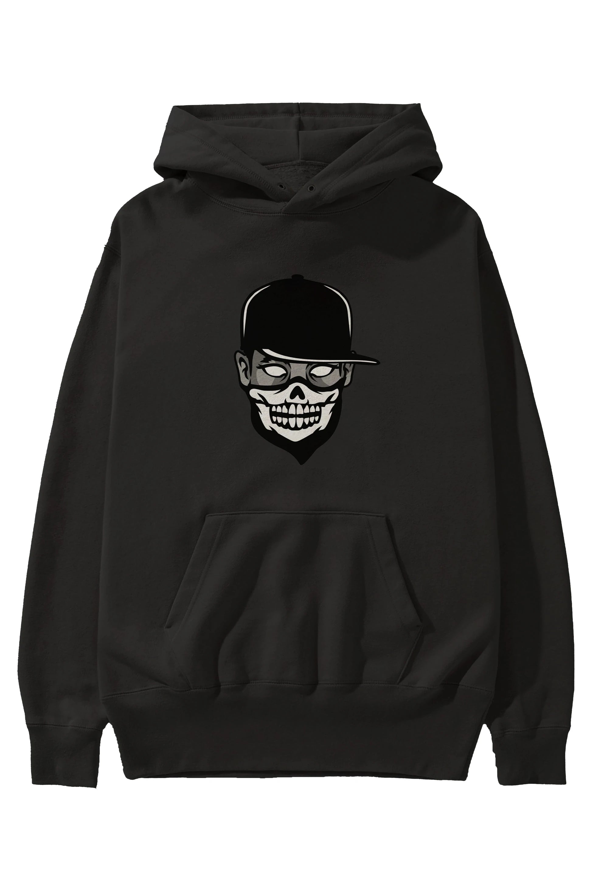 Skull Mask Ön Baskılı Hoodie Oversize Kapüşonlu Sweatshirt Erkek Kadın Unisex