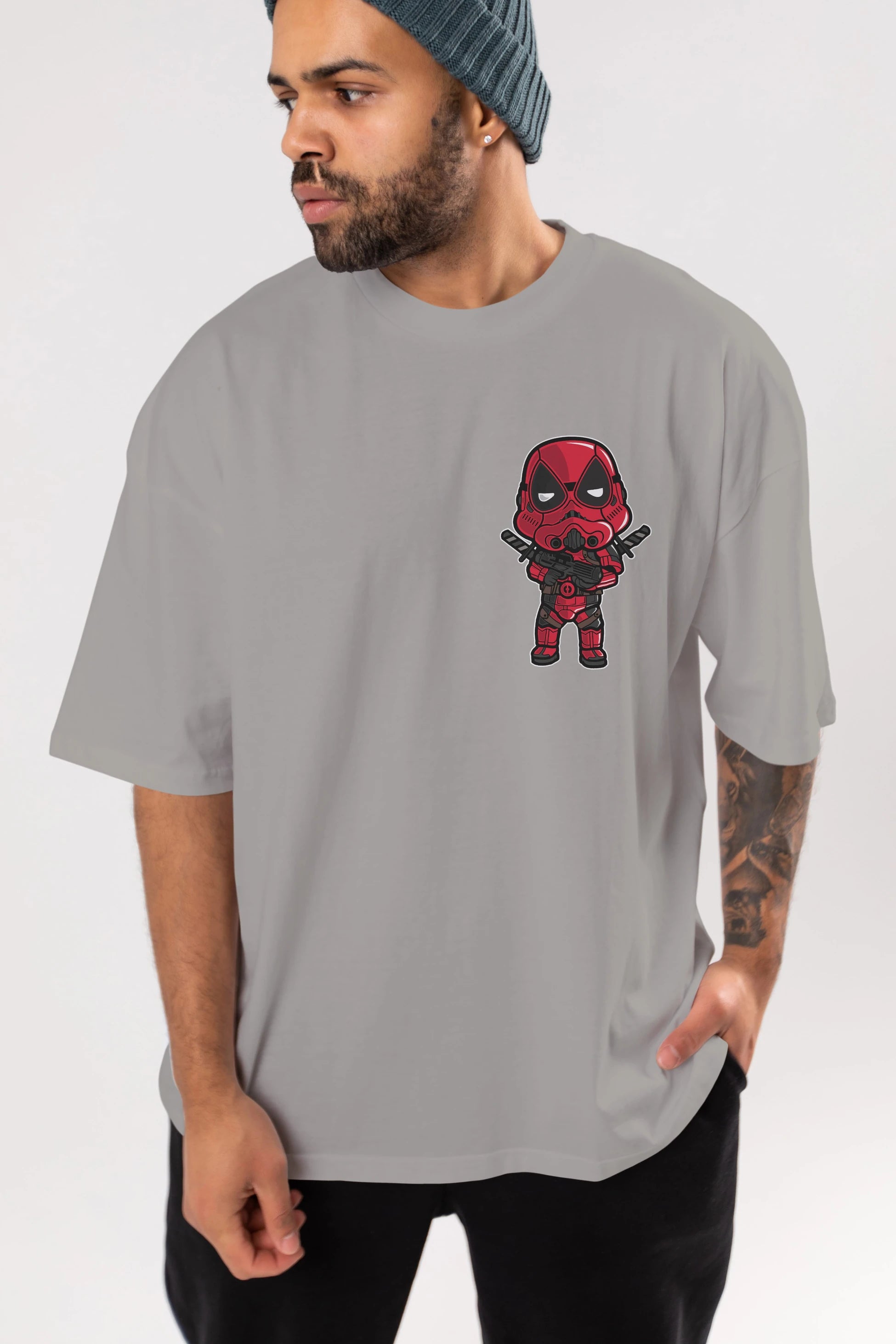 Deadpool (22) Ön Sol Baskılı Oversize t-shirt Erkek Kadın Unisex %100 Pamuk Bisiklet Yaka tişort