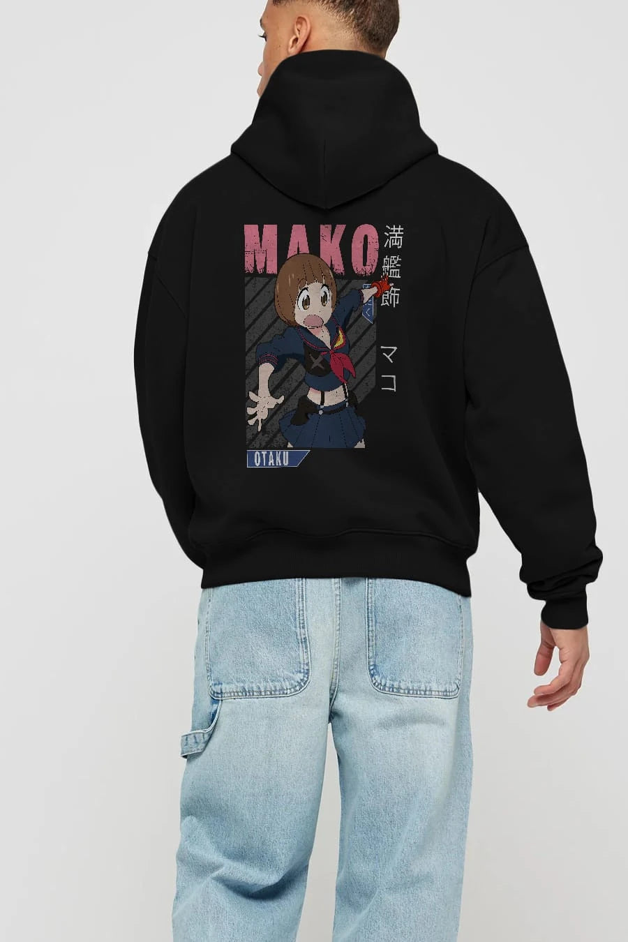 Mako Mankanshoku 2 Anime Arka Baskılı Hoodie Oversize Kapüşonlu Sweatshirt Erkek Kadın Unisex