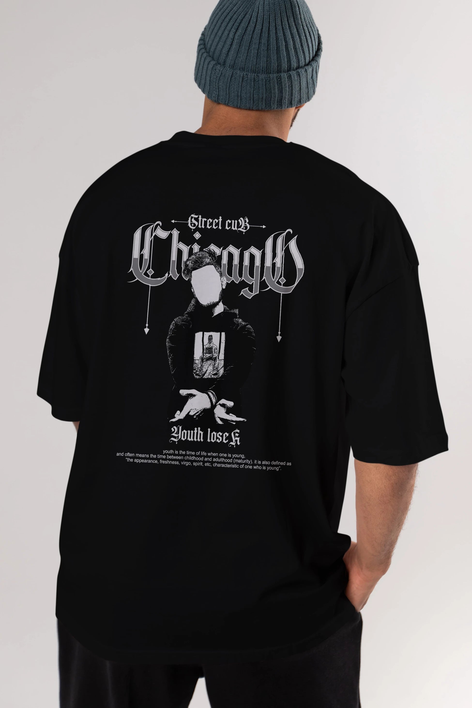 Chicago Street Club Arka Baskılı Oversize t-shirt Erkek Kadın Unisex