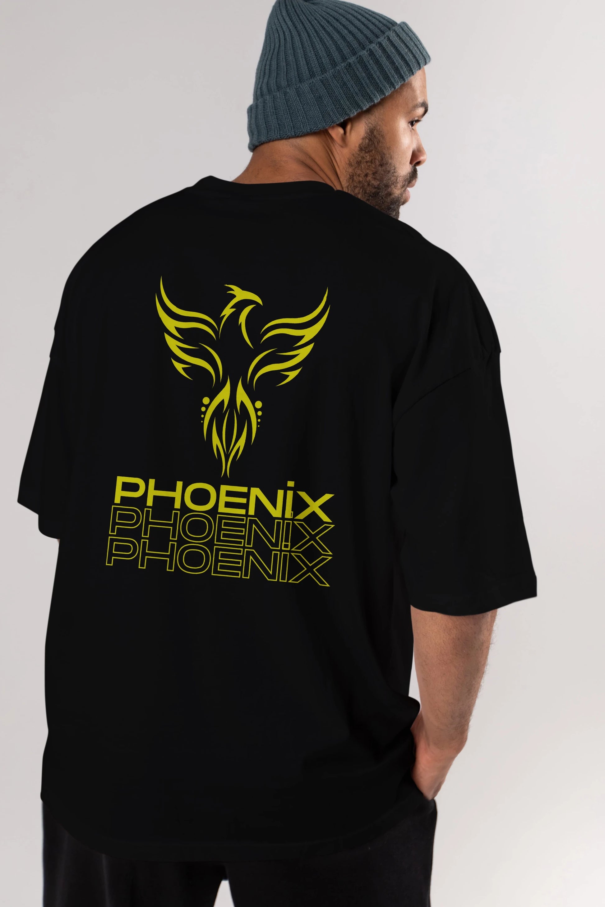 Phoenix Yazılı Arka Baskılı Oversize t-shirt Erkek Kadın Unisex