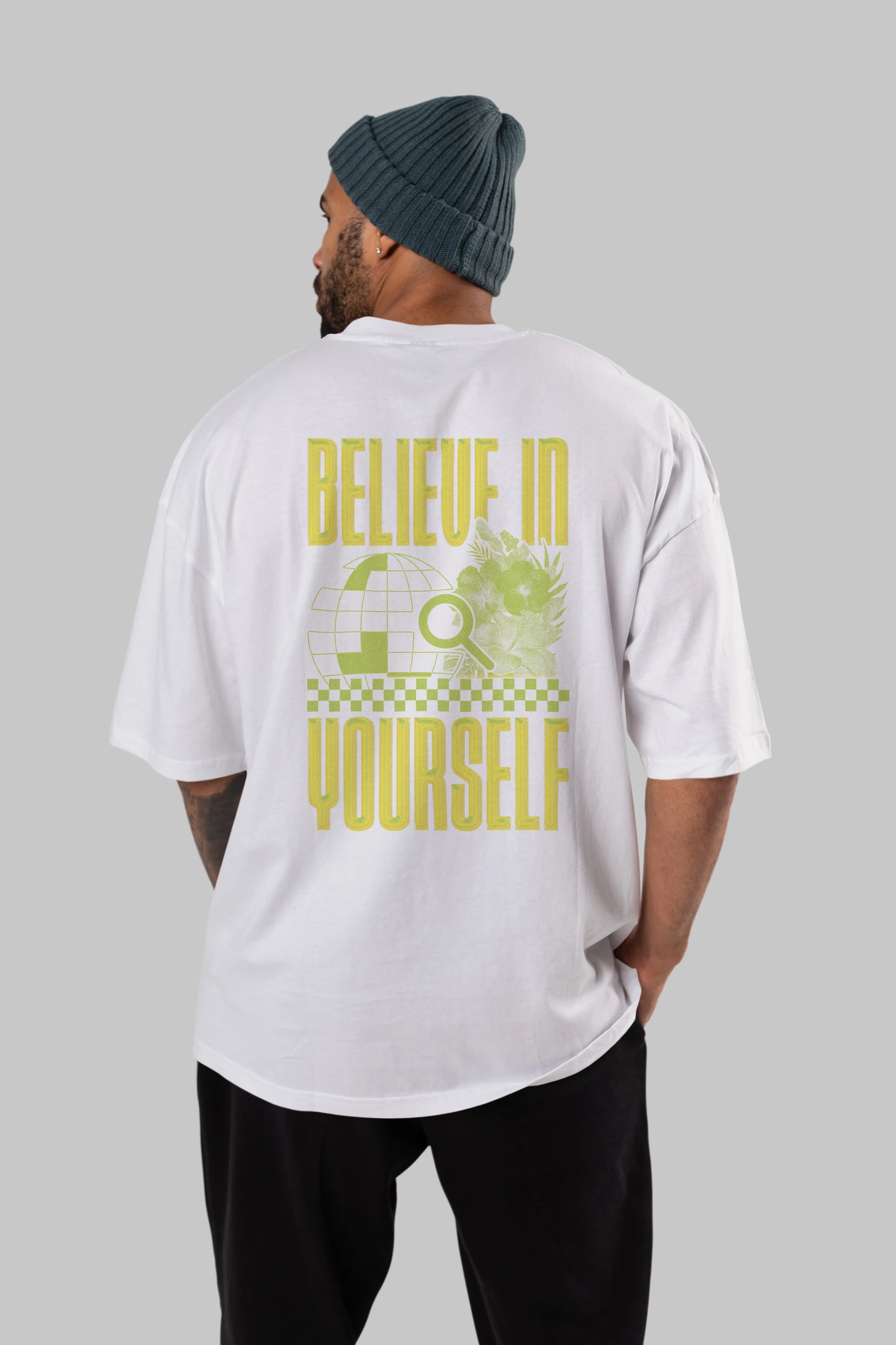 Believe in Yourself Yellow Arka Baskılı Oversize t-shirt Erkek Kadın Unisex