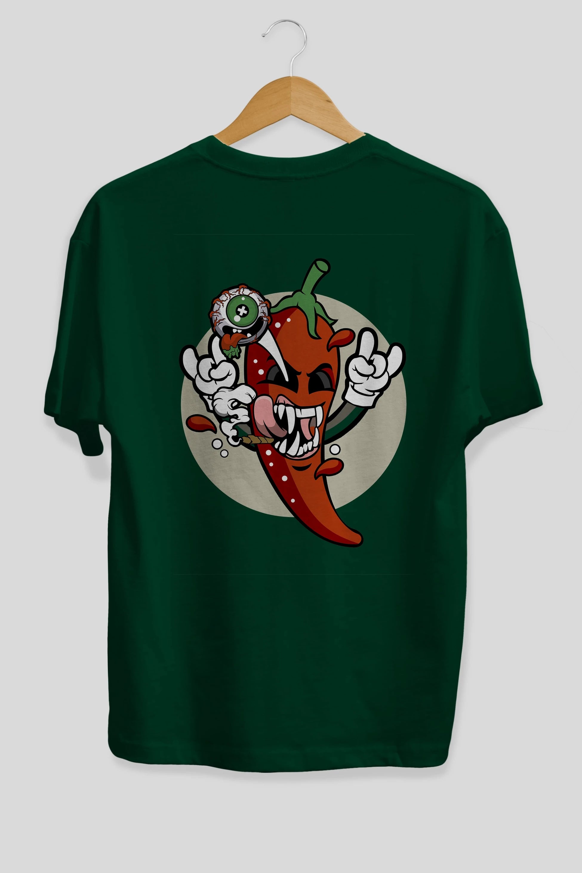 Chili Monster Arka Baskılı Oversize t-shirt Erkek Kadın Unisex %100 Pamuk tişort