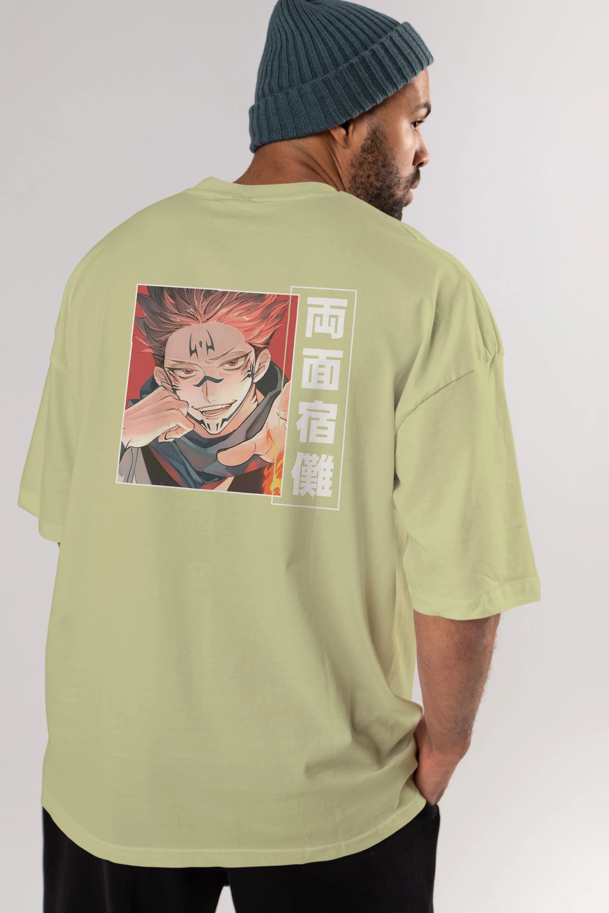 Sukuna Ryoumen 4 Anime Arka Baskılı Oversize t-shirt Erkek Kadın Unisex