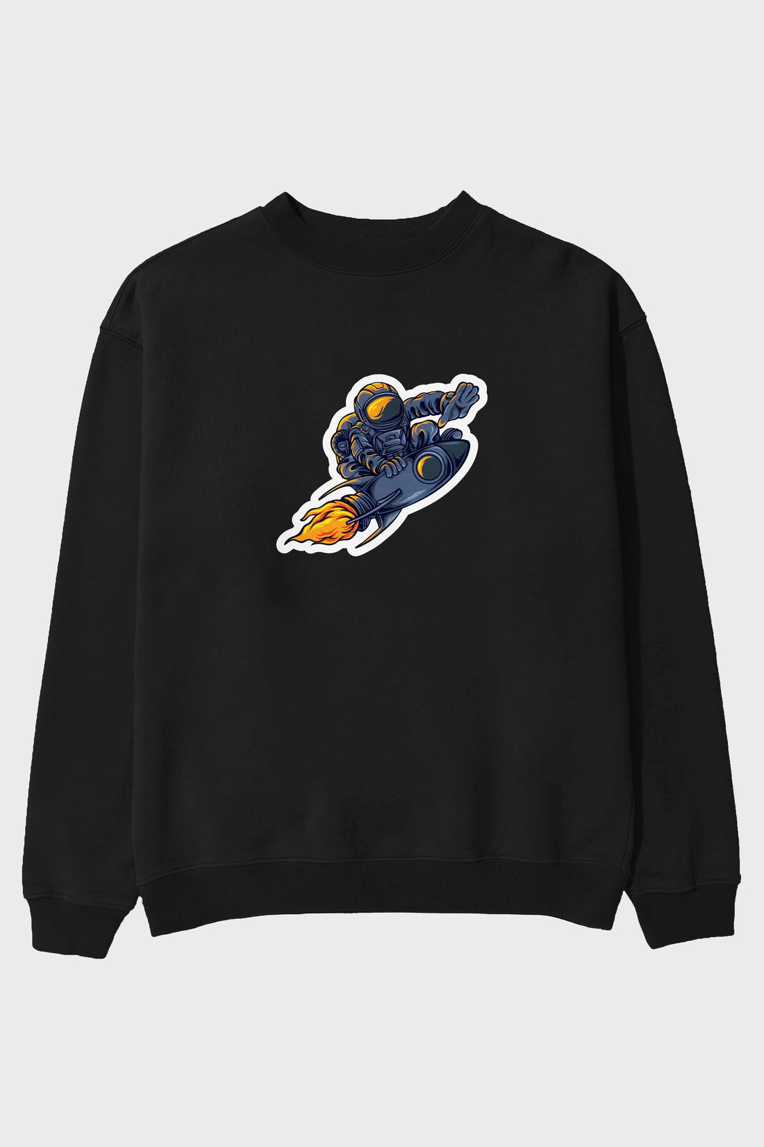 Astrocket Illustration Sticker Ön Baskılı Oversize Sweatshirt Erkek Kadın Unisex