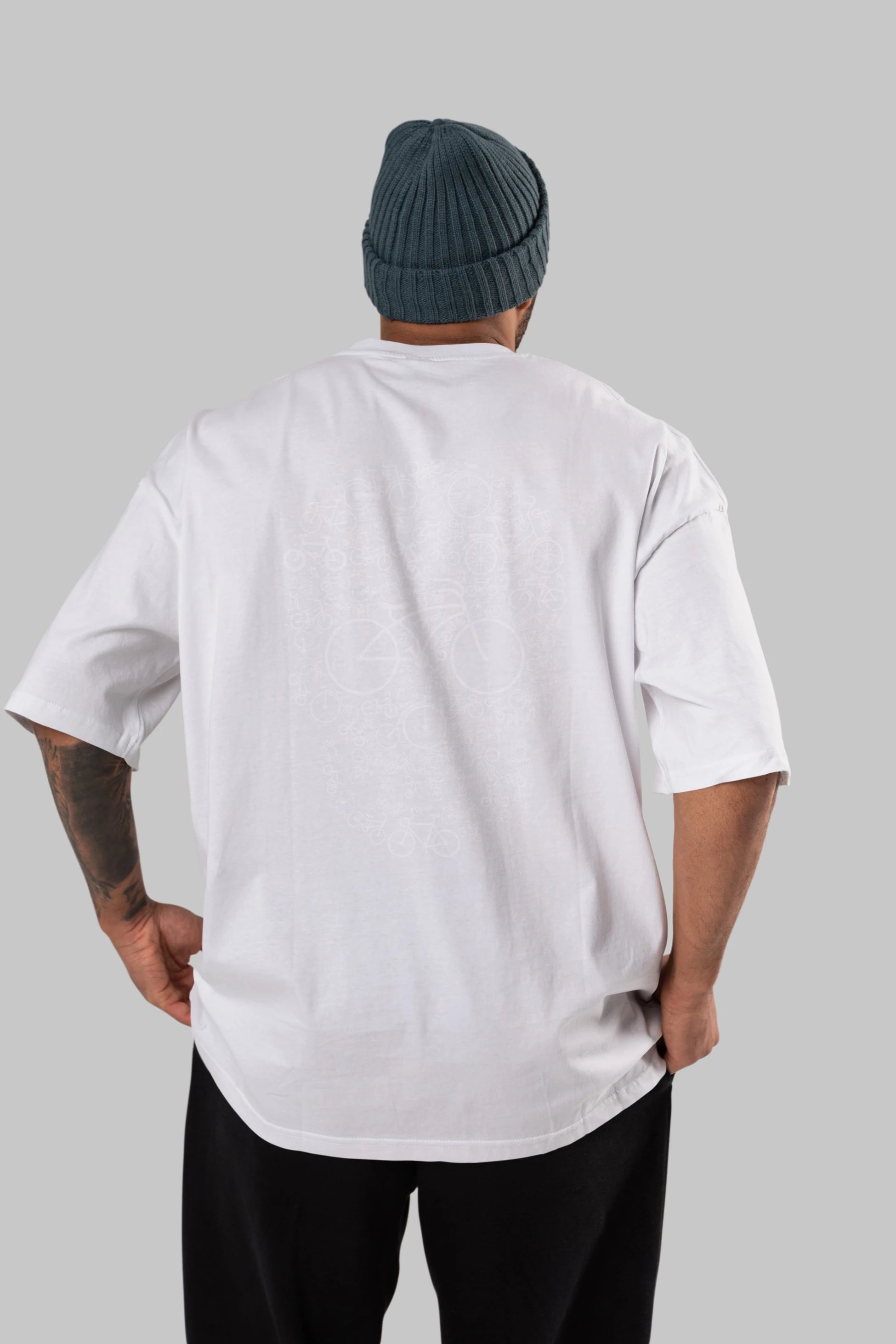 Bicycle Skull Arka Baskılı Oversize t-shirt %100 pamuk Erkek Kadın Unisex
