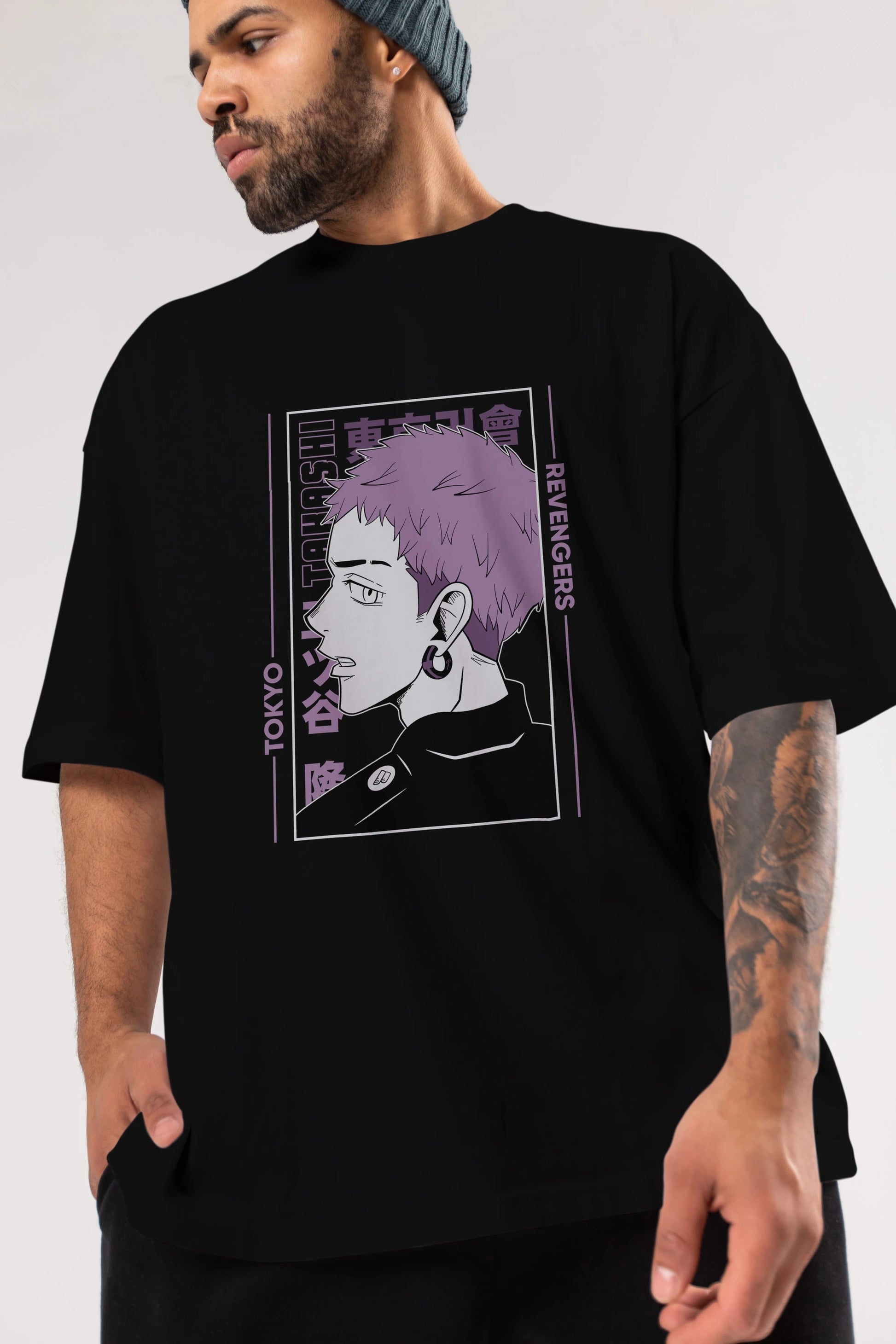 Takashi Mitsuya Anime Ön Baskılı Oversize t-shirt %100 pamuk Erkek Kadın Unisex