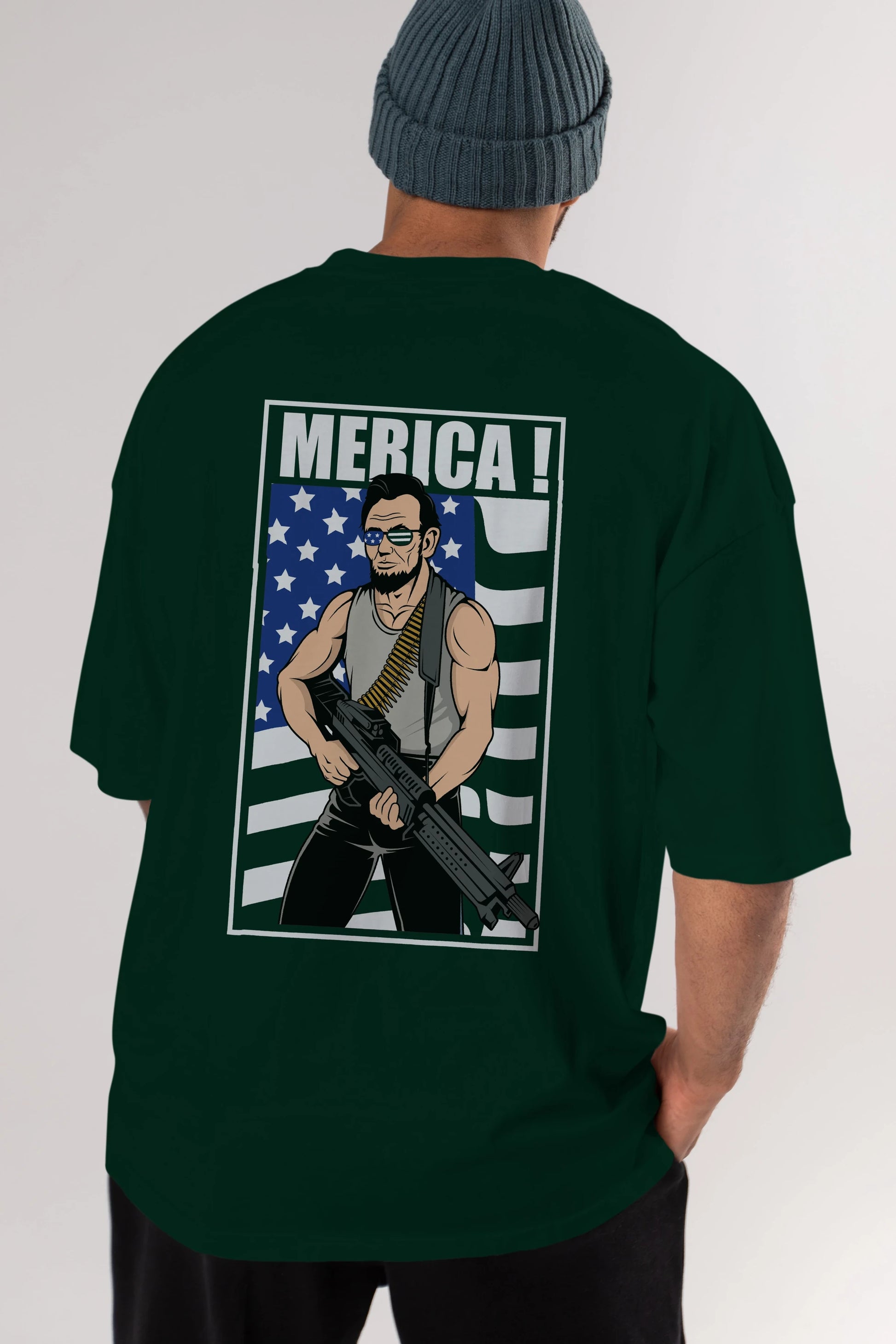 Lincoln Rambo Arka Baskılı Oversize t-shirt Erkek Kadın Unisex %100 Pamuk tişort
