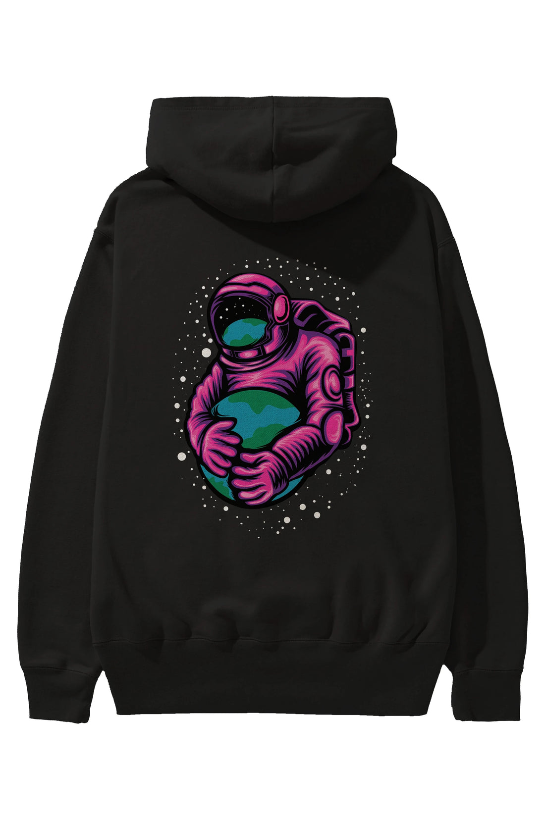 Astronaut Holding Up The Earth Arka Baskılı Hoodie Oversize Kapüşonlu Sweatshirt Erkek Kadın Unisex