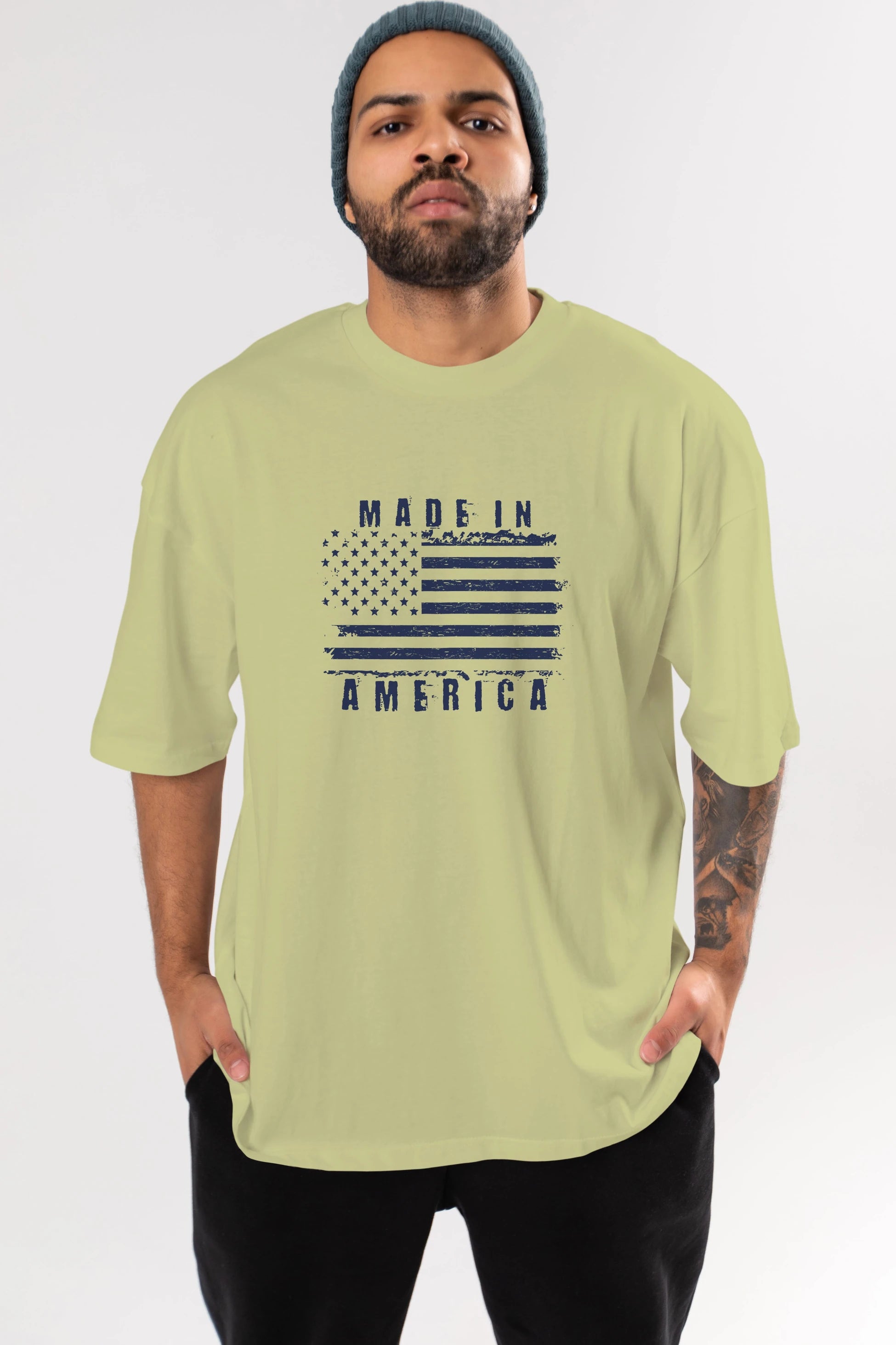 Made in America Ön Baskılı Oversize t-shirt Erkek Kadın Unisex