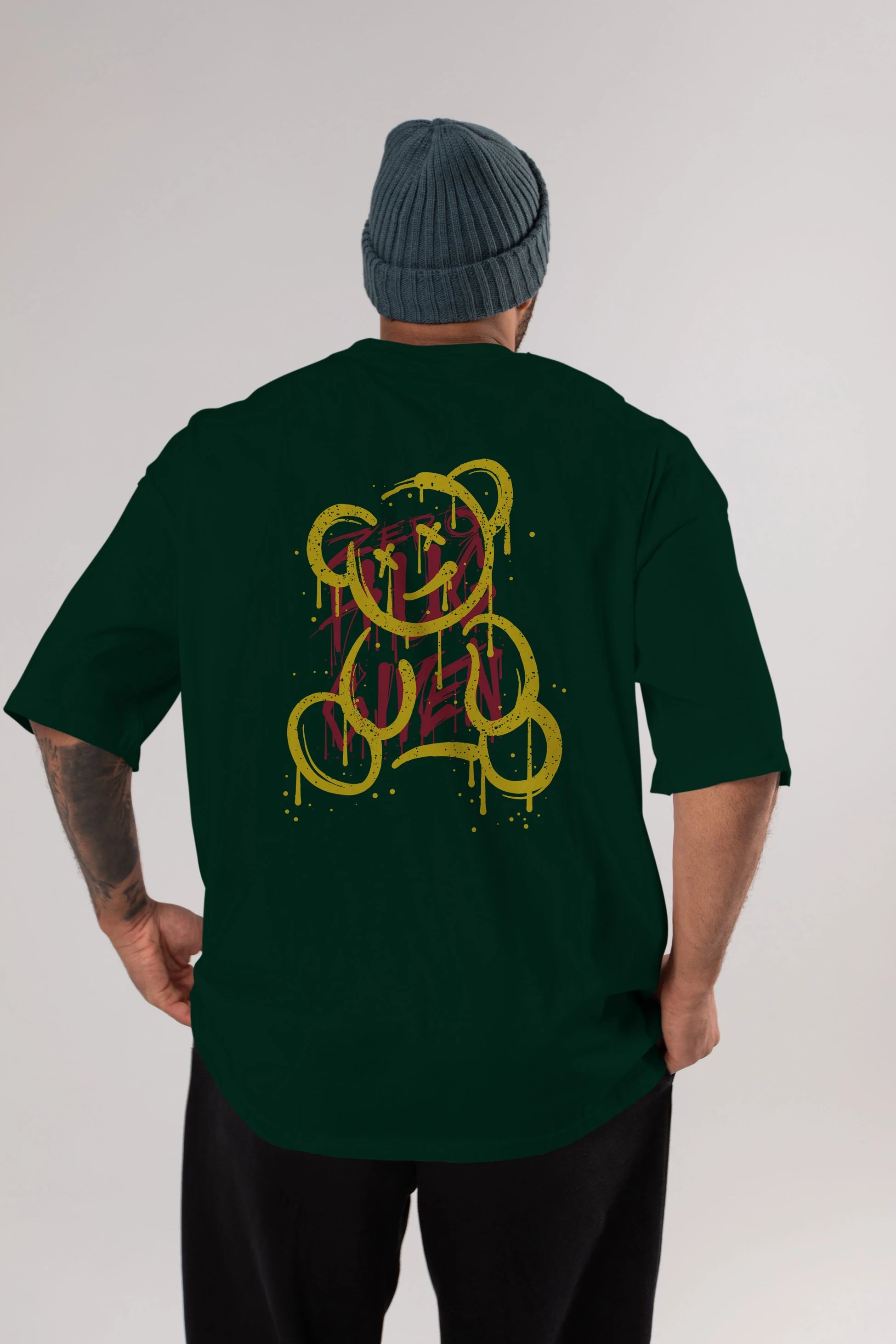 Zero Hug Bear Arka Baskılı Oversize t-shirt Erkek Kadın Unisex