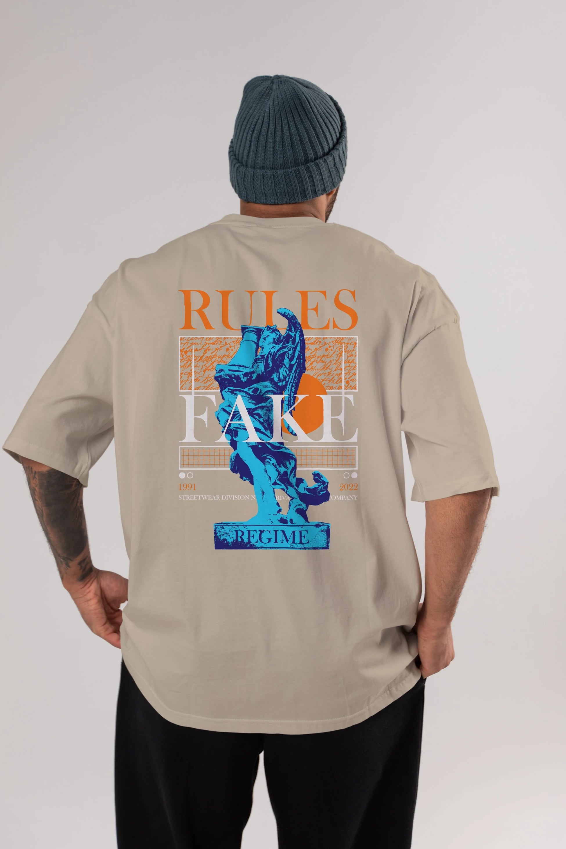 Rules Fake Arka Baskılı Oversize t-shirt Erkek Kadın Unisex