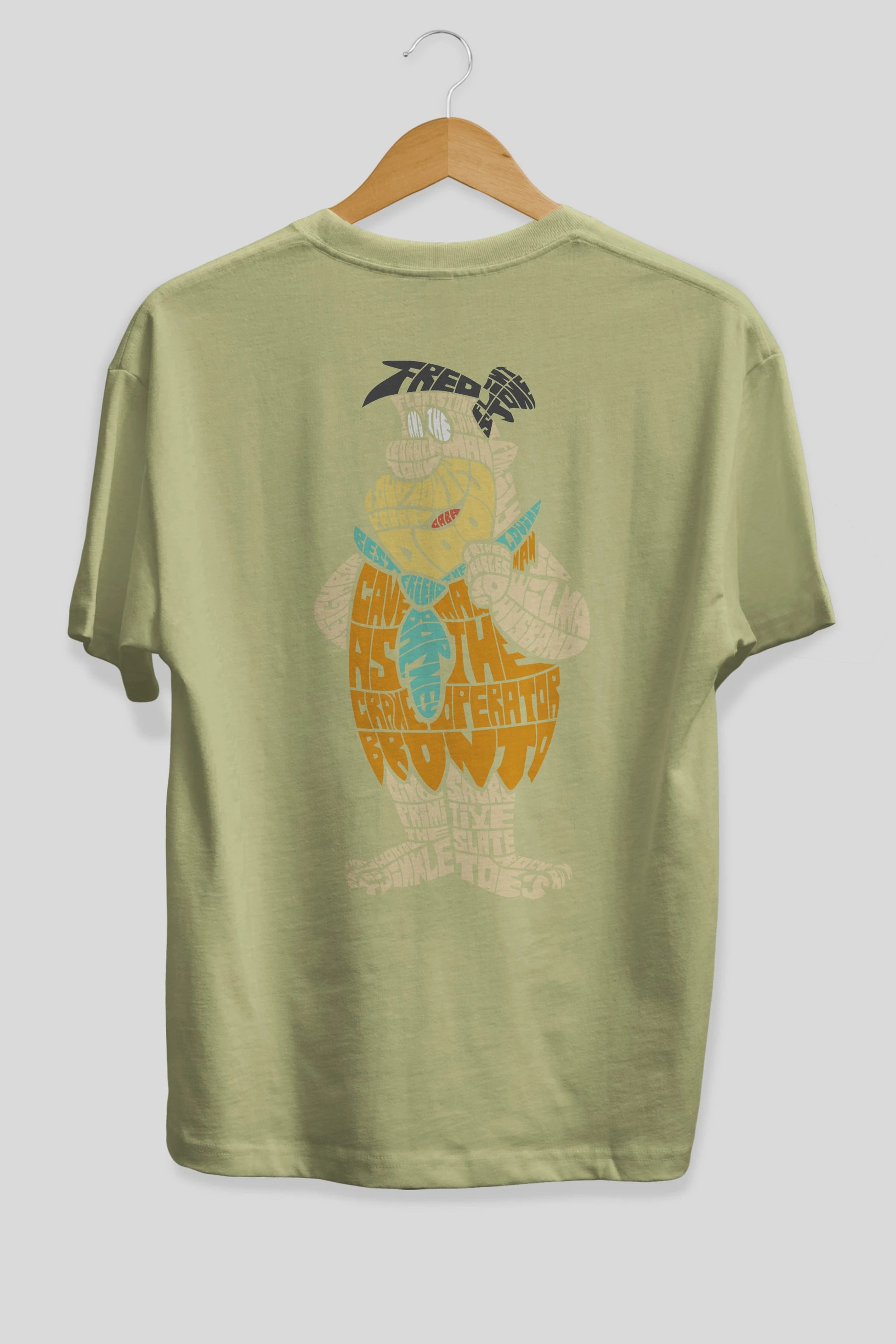 Fred Flintstone Arka Baskılı Oversize t-shirt %100 pamuk Erkek Kadın Unisex