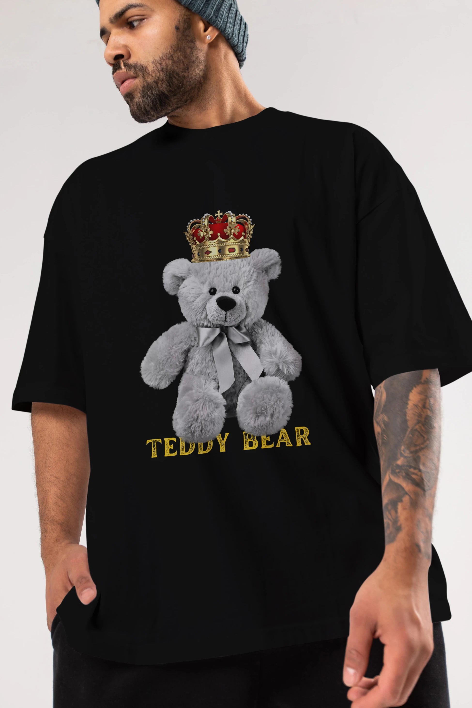 Teddy Bear Ön Baskılı Oversize t-shirt Erkek Kadın Unisex %100 Pamuk