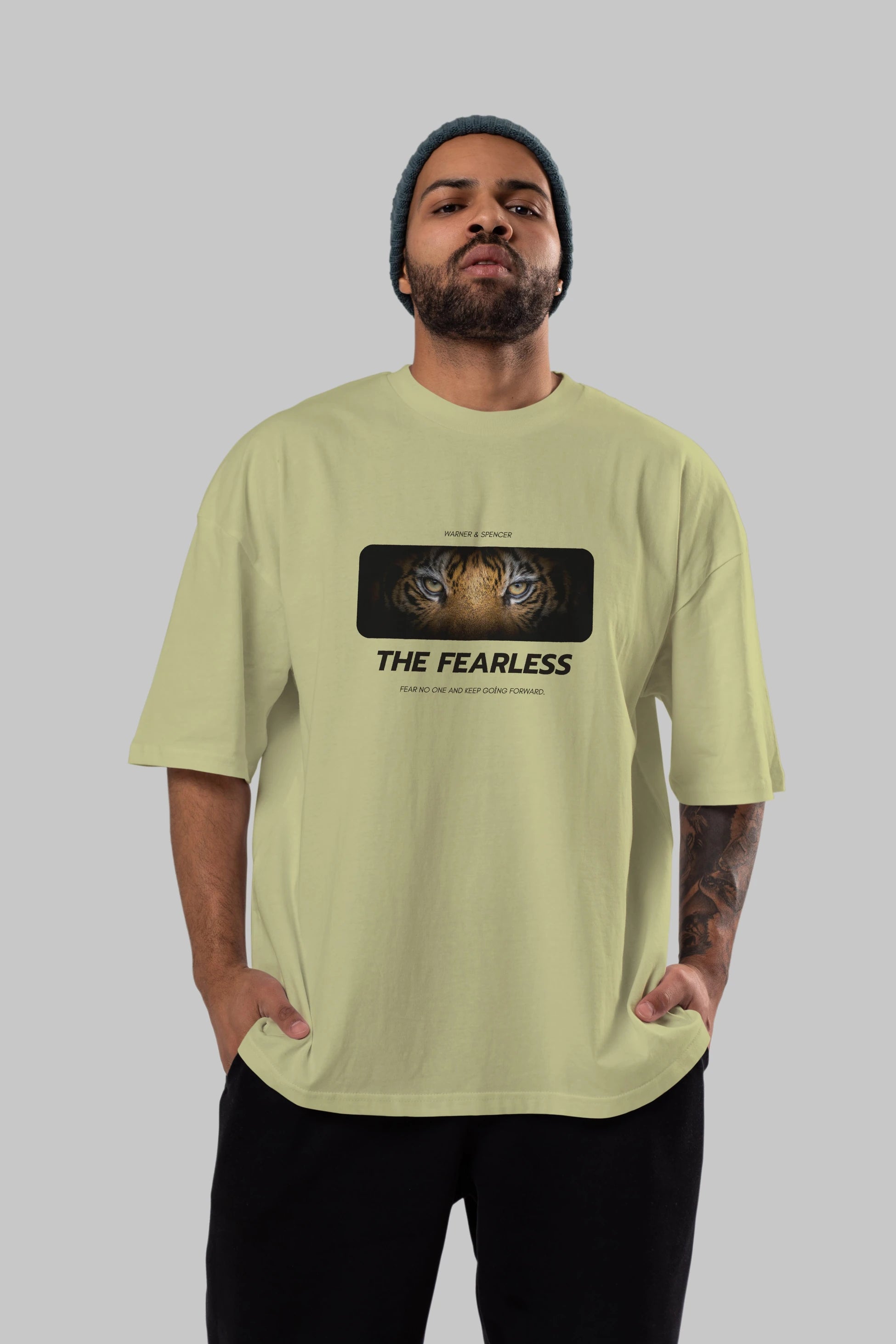 The Fearless Yazılı Ön Baskılı Oversize t-shirt Erkek Kadın Unisex