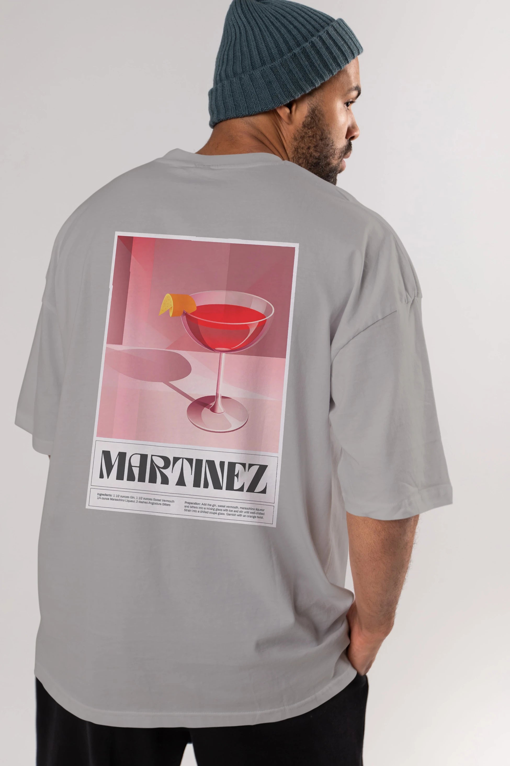 Martinez Arka Baskılı Oversize t-shirt Erkek Kadın Unisex %100 Pamuk Bisiklet Yaka tişort